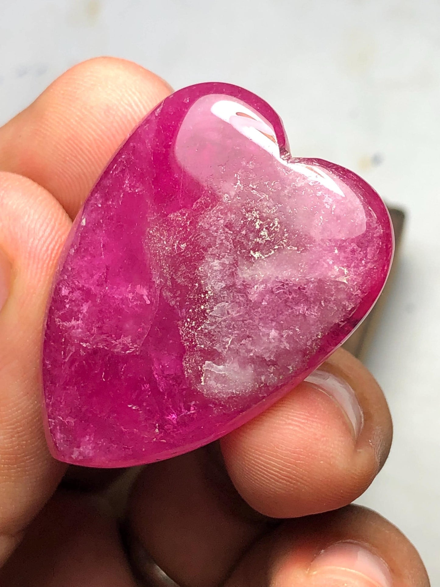 Rubellite Heart Tourmaline Cabochon 80 ct - Large Gemstone for Statement Jewelry
