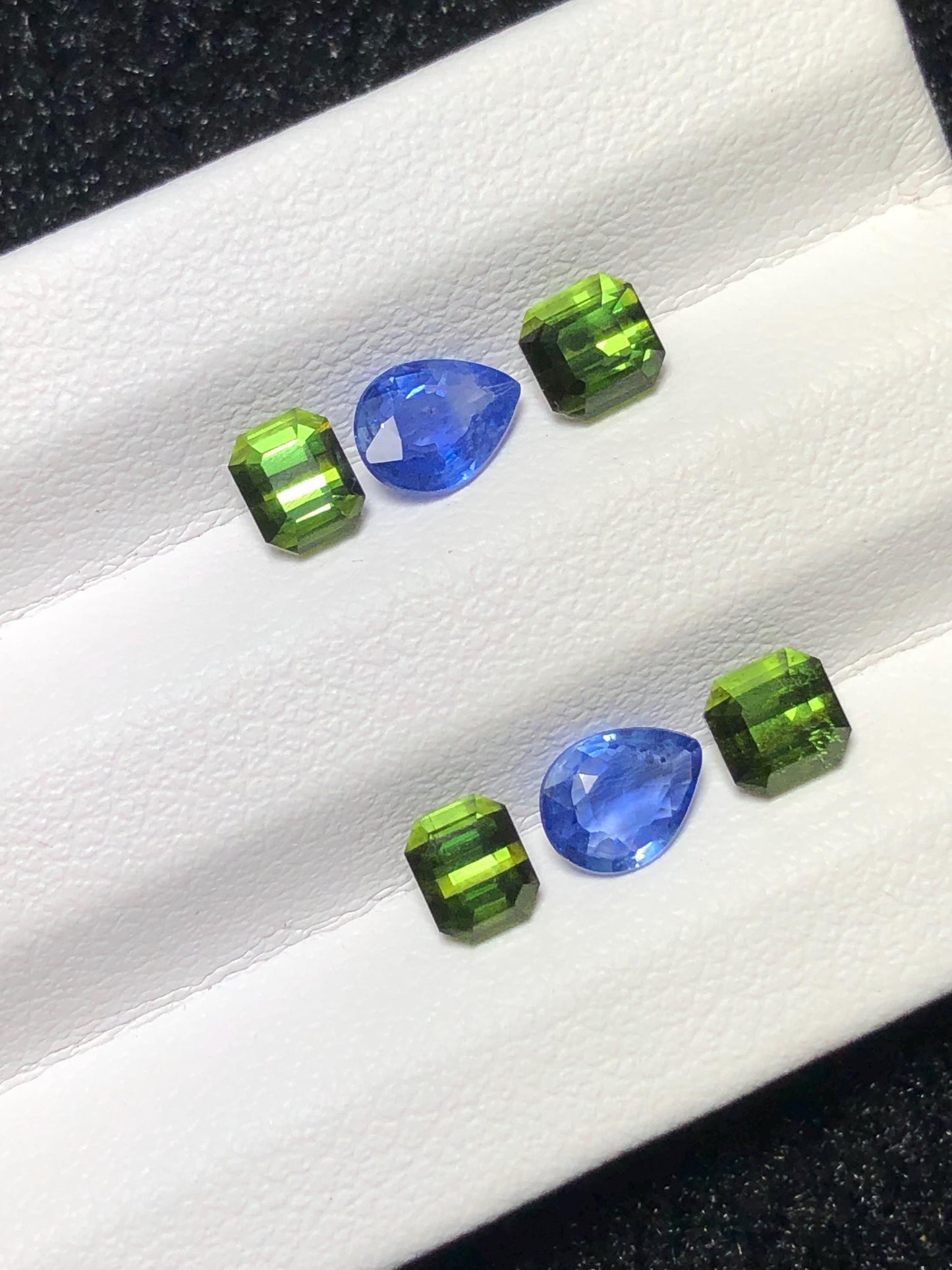 Sapphire & Green Tourmaline Faceted Pair 2.40 ct - Gemstone Pair for Earrings