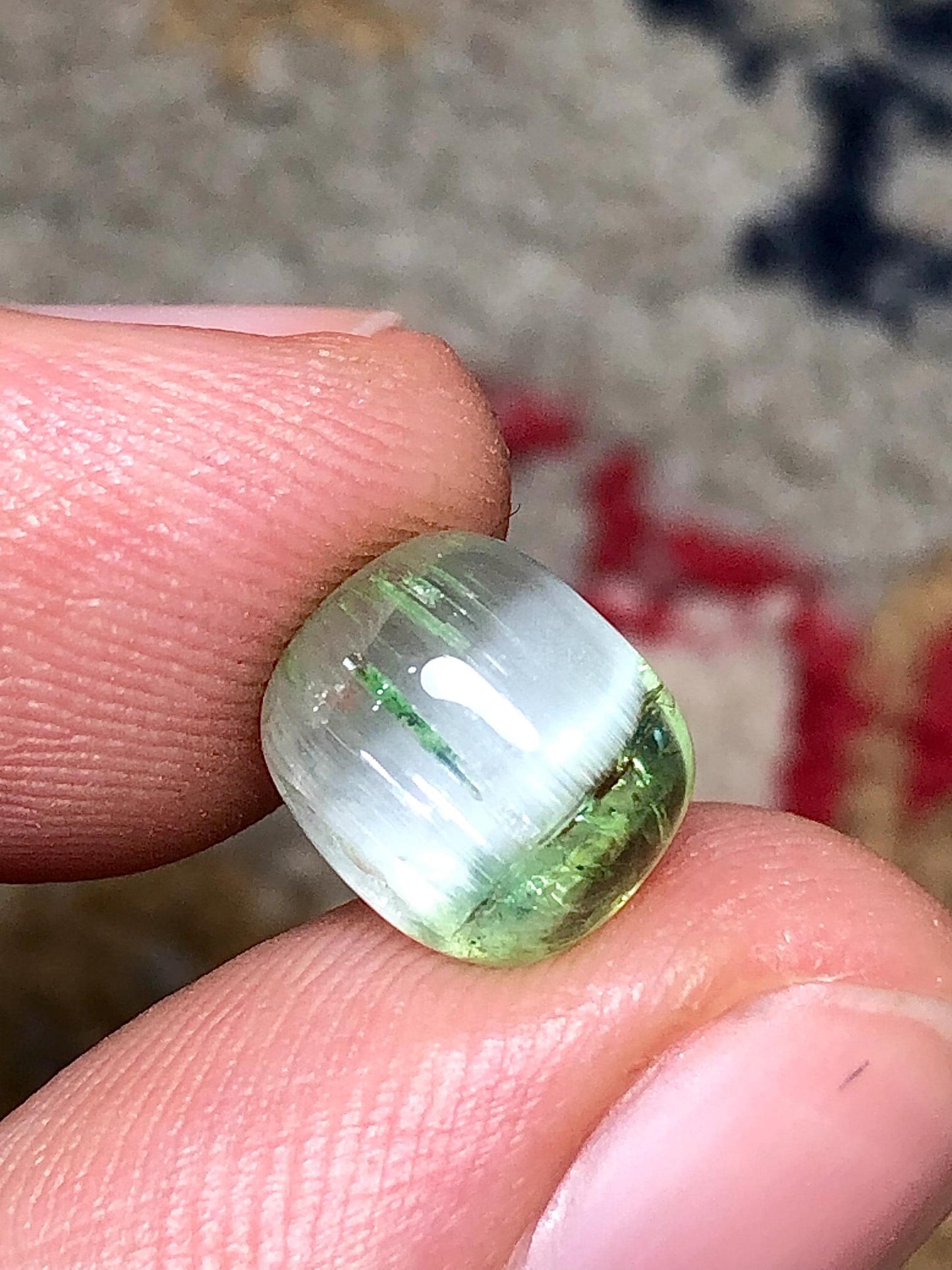 3.60 Carat Bi-Color Cat's Eye Tourmaline Cabochon: Flat Back, Afghanistan Origin