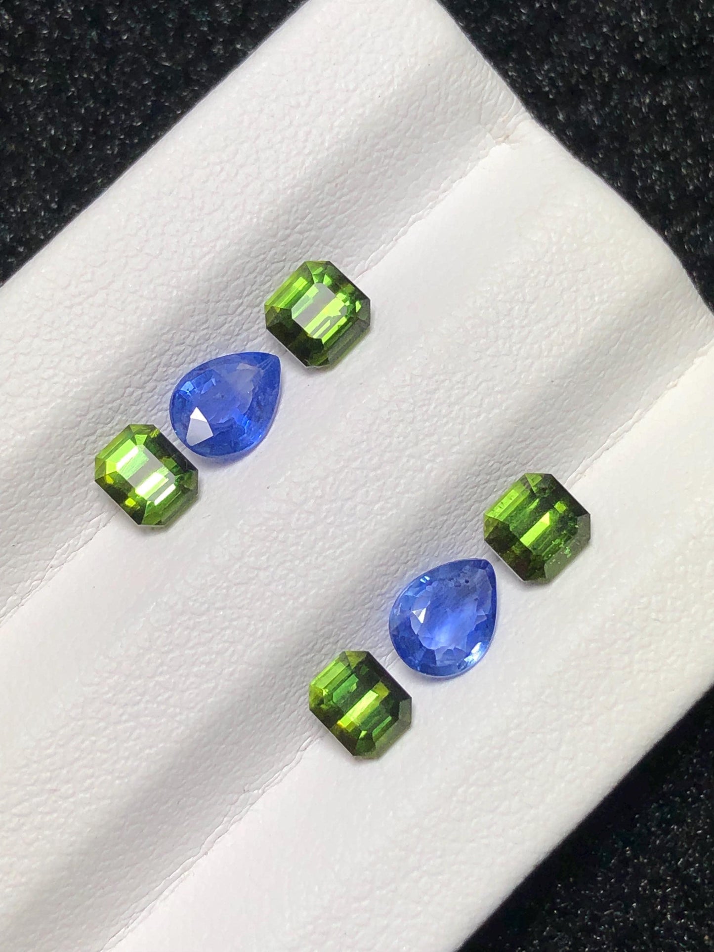 Sapphire & Green Tourmaline Faceted Pair 2.40 ct - Gemstone Pair for Earrings