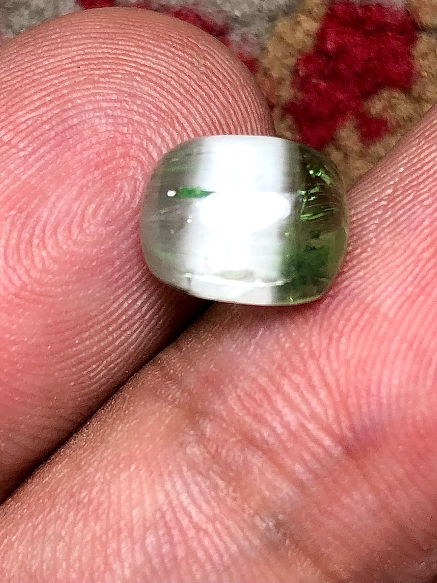3.60 Carat Bi-Color Cat's Eye Tourmaline Cabochon: Flat Back, Afghanistan Origin