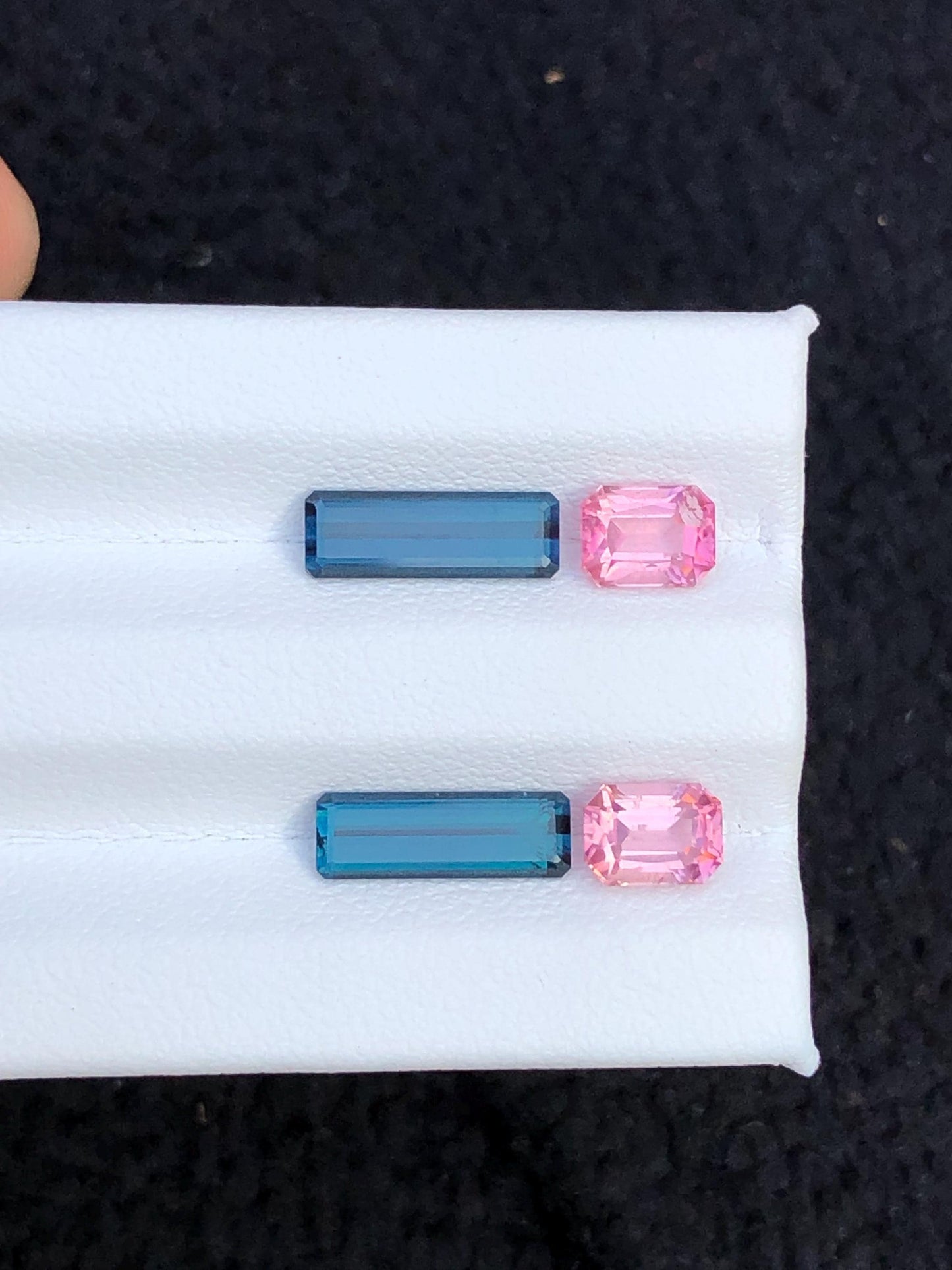 Indicolite Blue & Rhodolite Garnet Faceted Pair 4.30 ct - Gemstone Pair for Earrings