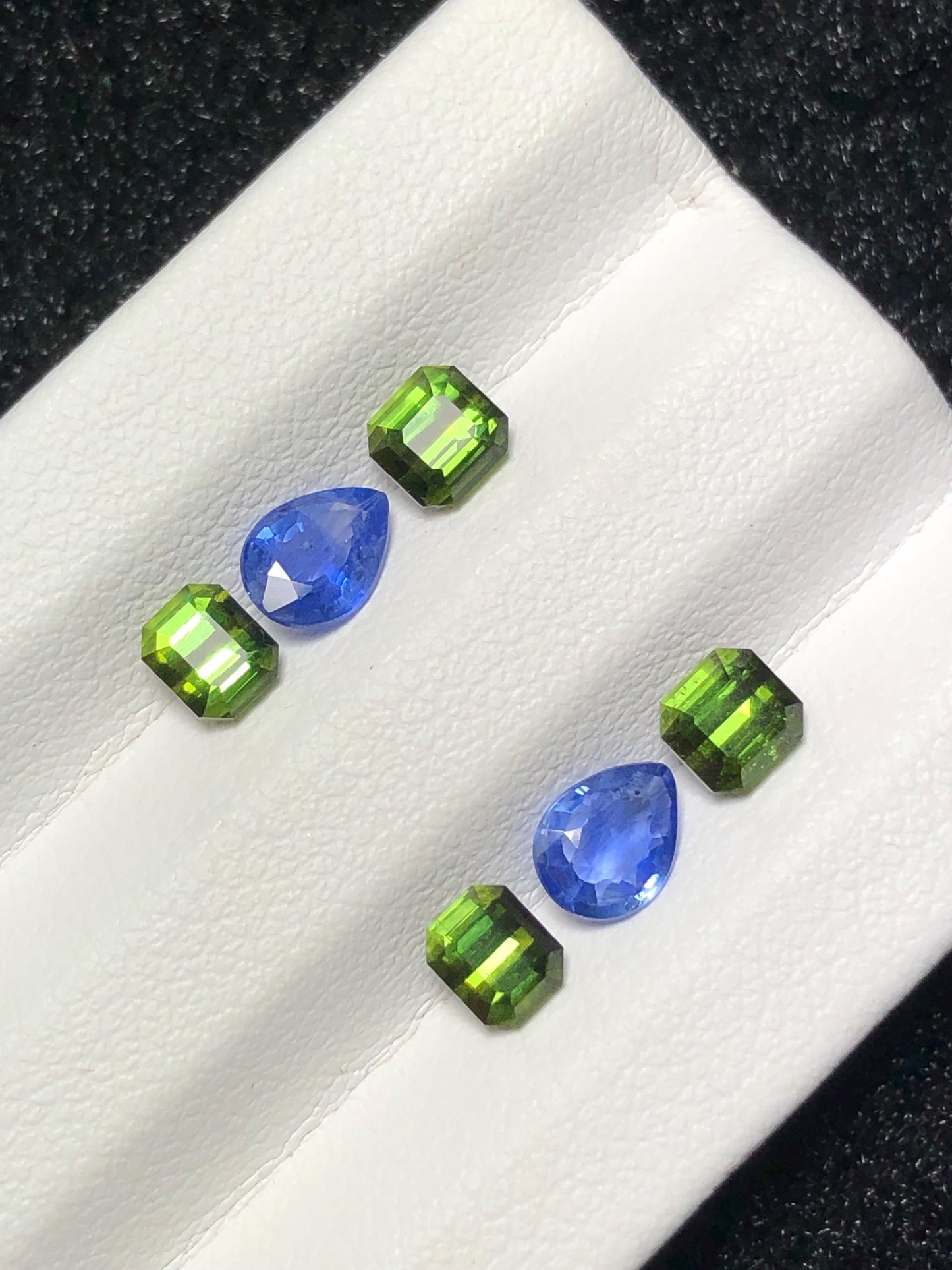 Sapphire & Green Tourmaline Faceted Pair 2.40 ct - Gemstone Pair for Earrings