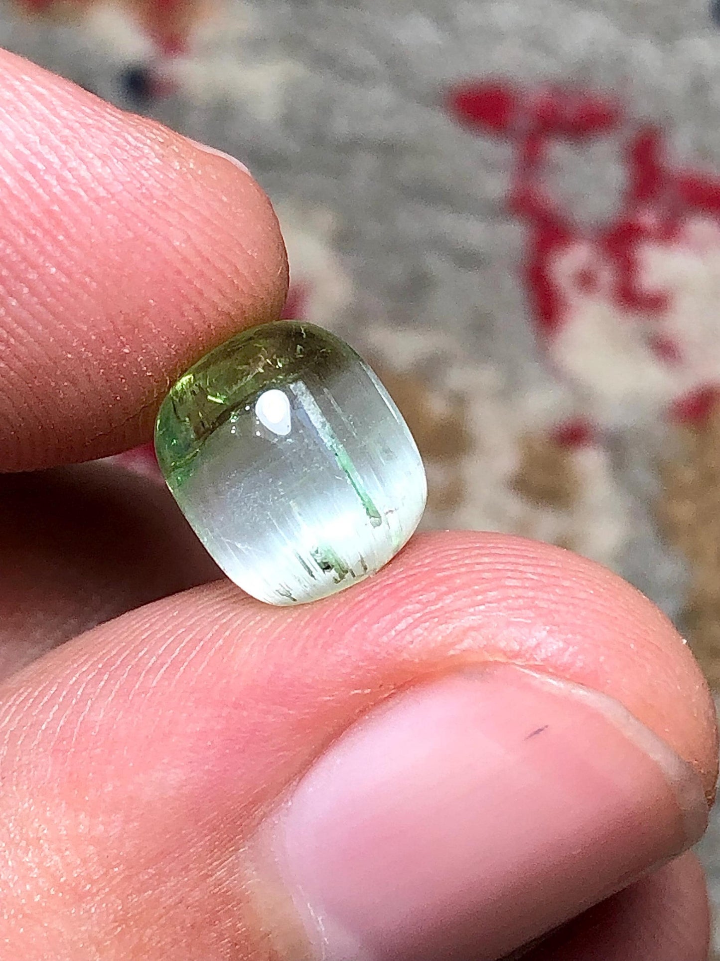 3.60 Carat Bi-Color Cat's Eye Tourmaline Cabochon: Flat Back, Afghanistan Origin