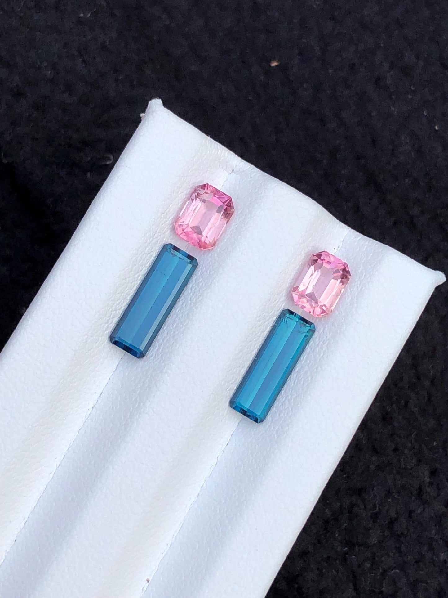 Indicolite Blue & Rhodolite Garnet Faceted Pair 4.30 ct - Gemstone Pair for Earrings