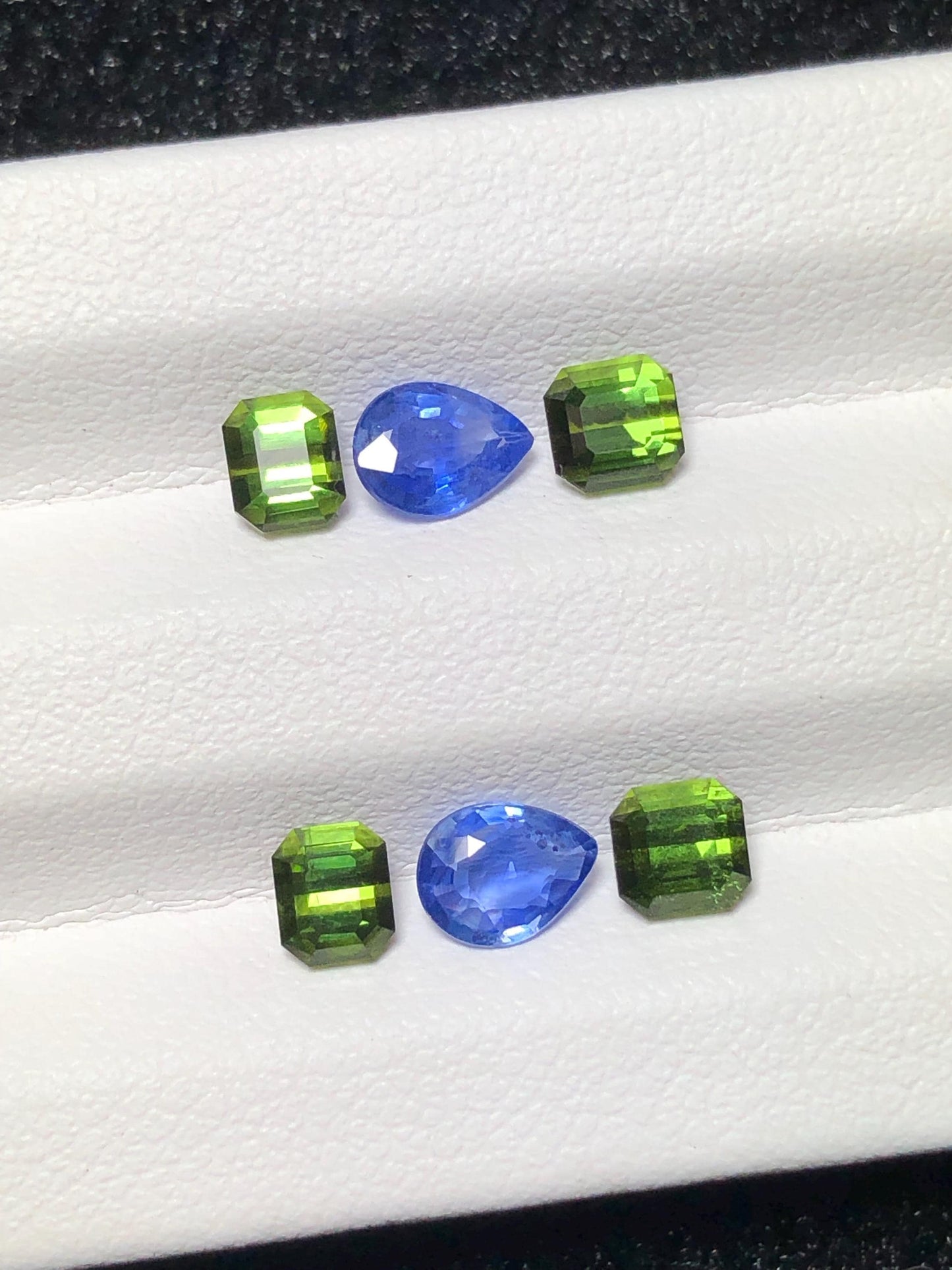 Sapphire & Green Tourmaline Faceted Pair 2.40 ct - Gemstone Pair for Earrings