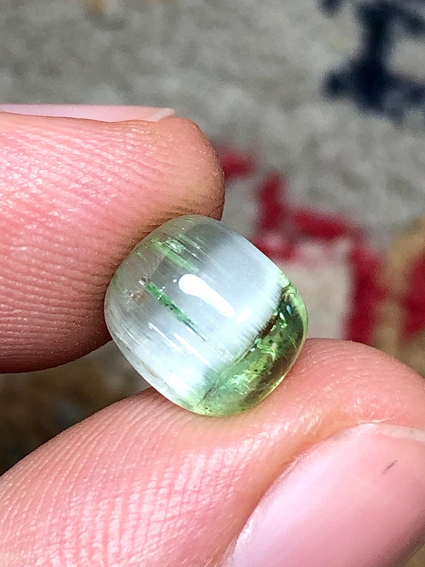 3.60 Carat Bi-Color Cat's Eye Tourmaline Cabochon: Flat Back, Afghanistan Origin
