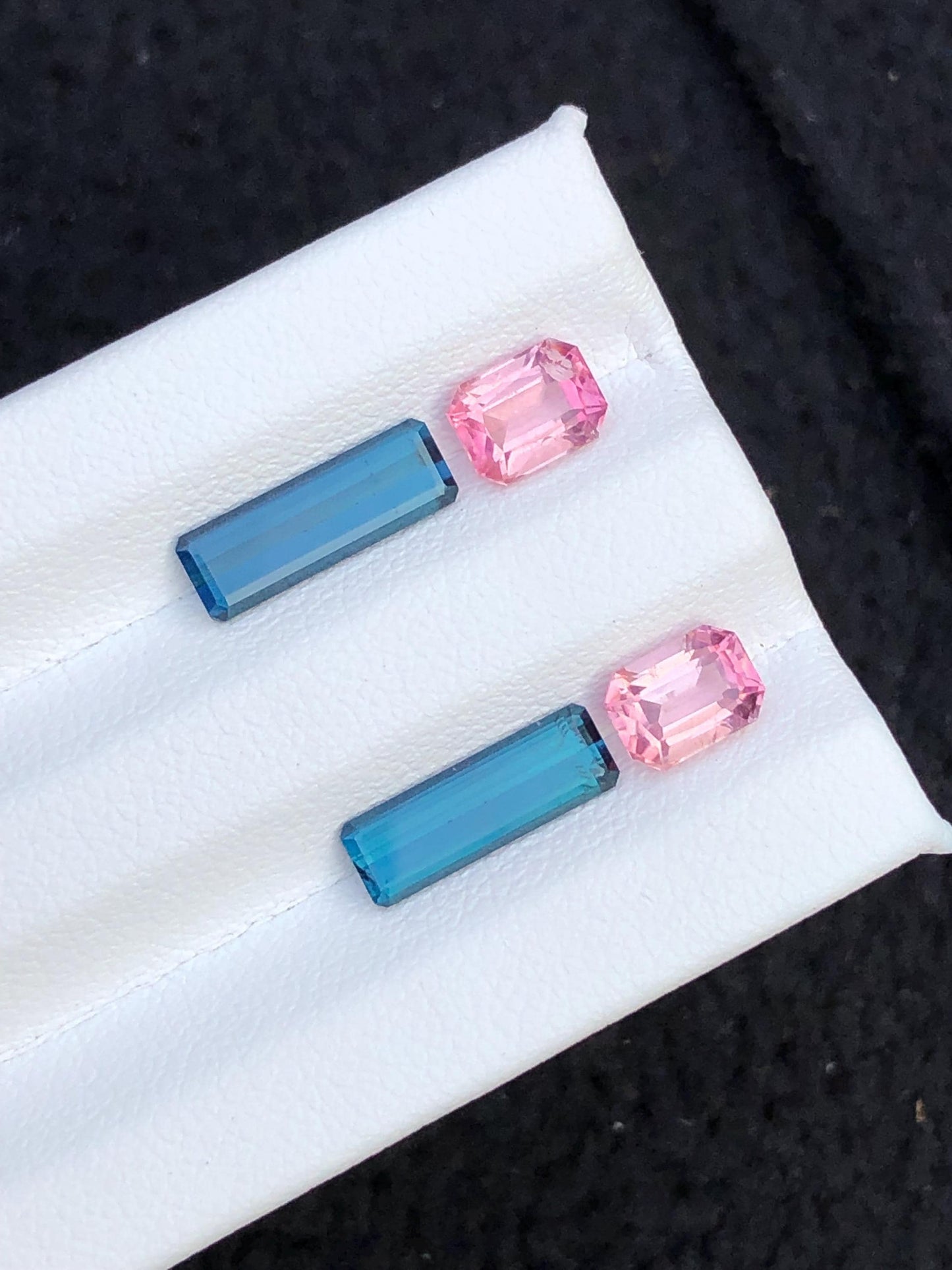 Indicolite Blue & Rhodolite Garnet Faceted Pair 4.30 ct - Gemstone Pair for Earrings