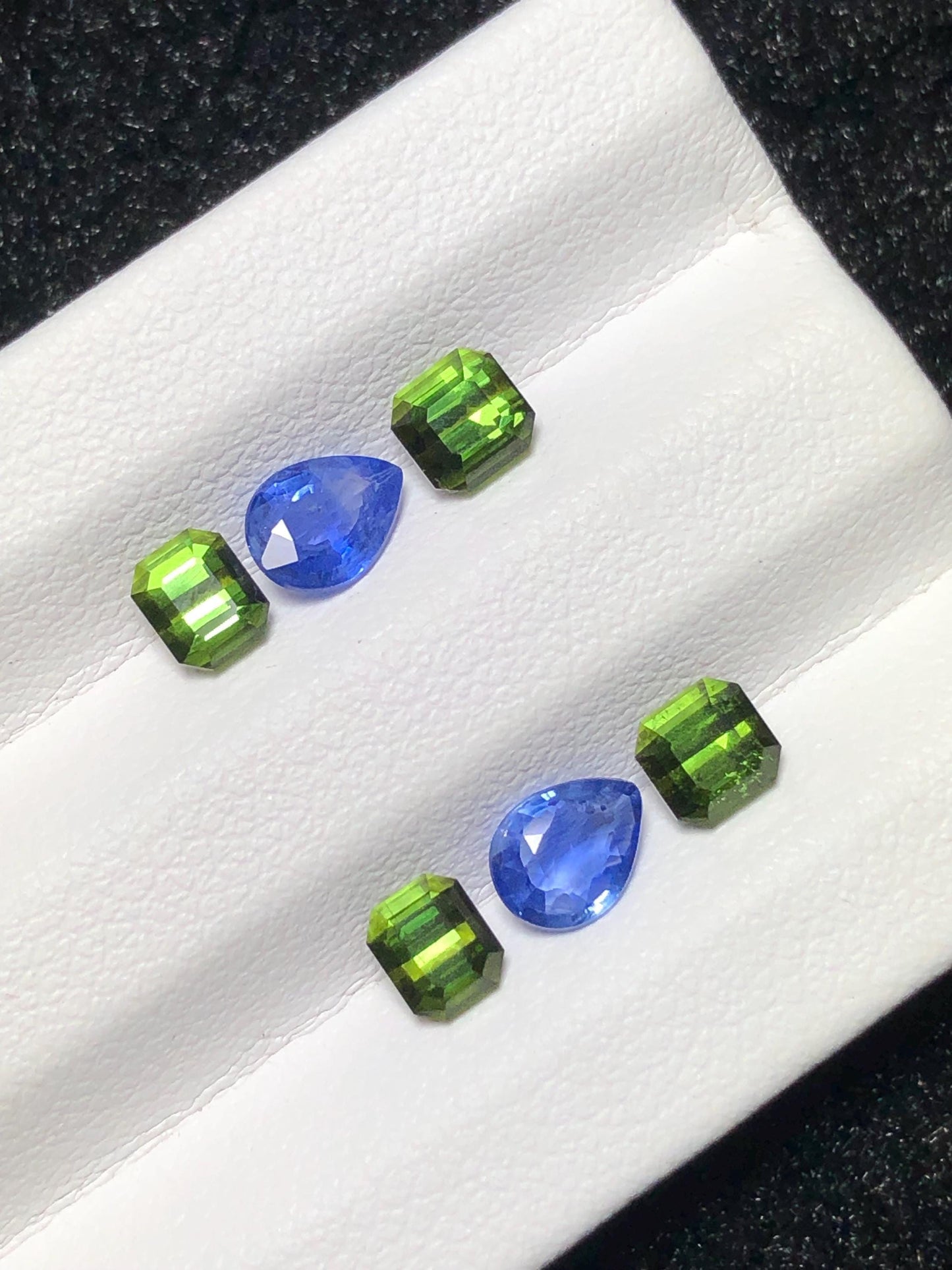 Sapphire & Green Tourmaline Faceted Pair 2.40 ct - Gemstone Pair for Earrings