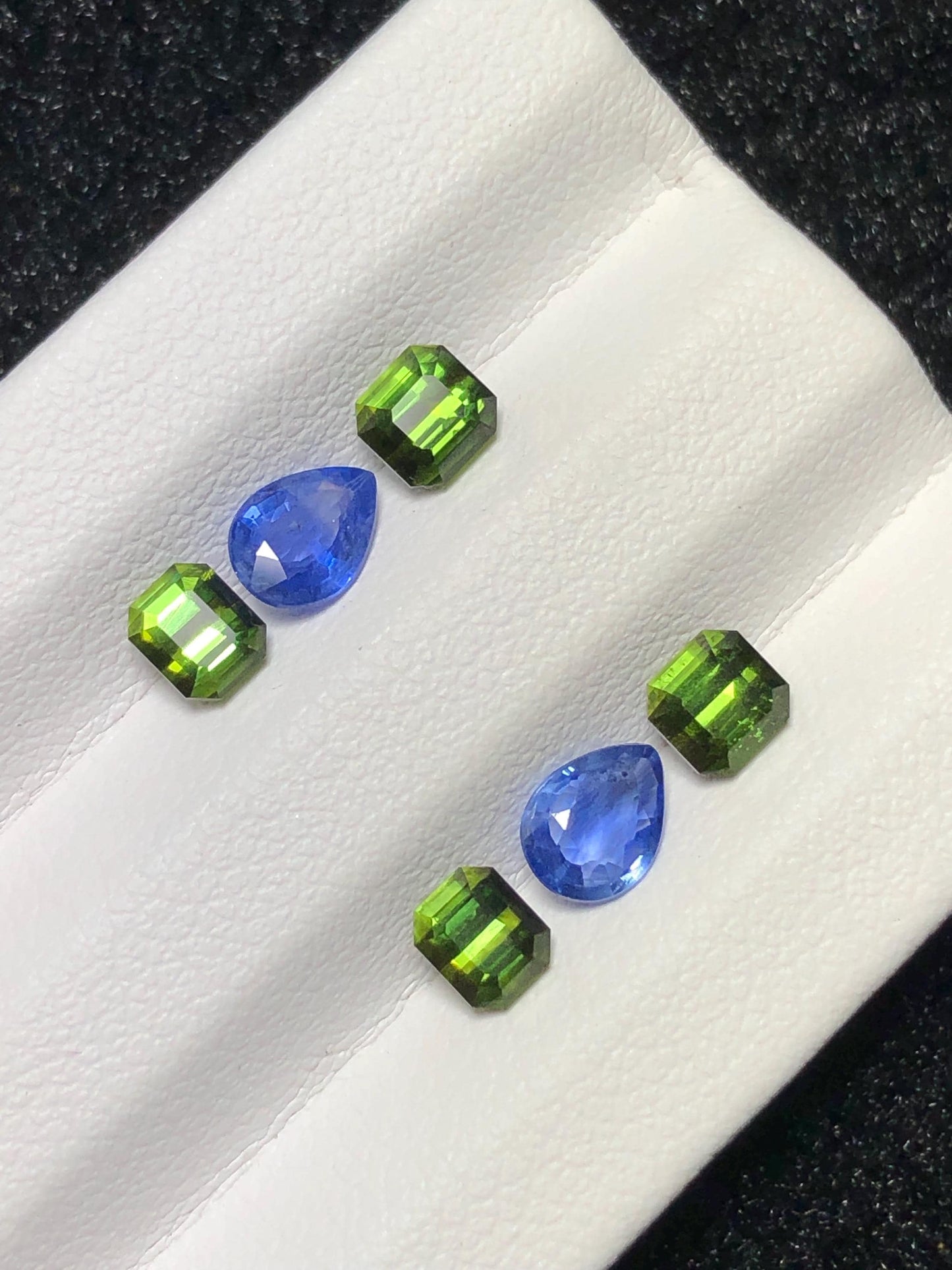 Sapphire & Green Tourmaline Faceted Pair 2.40 ct - Gemstone Pair for Earrings