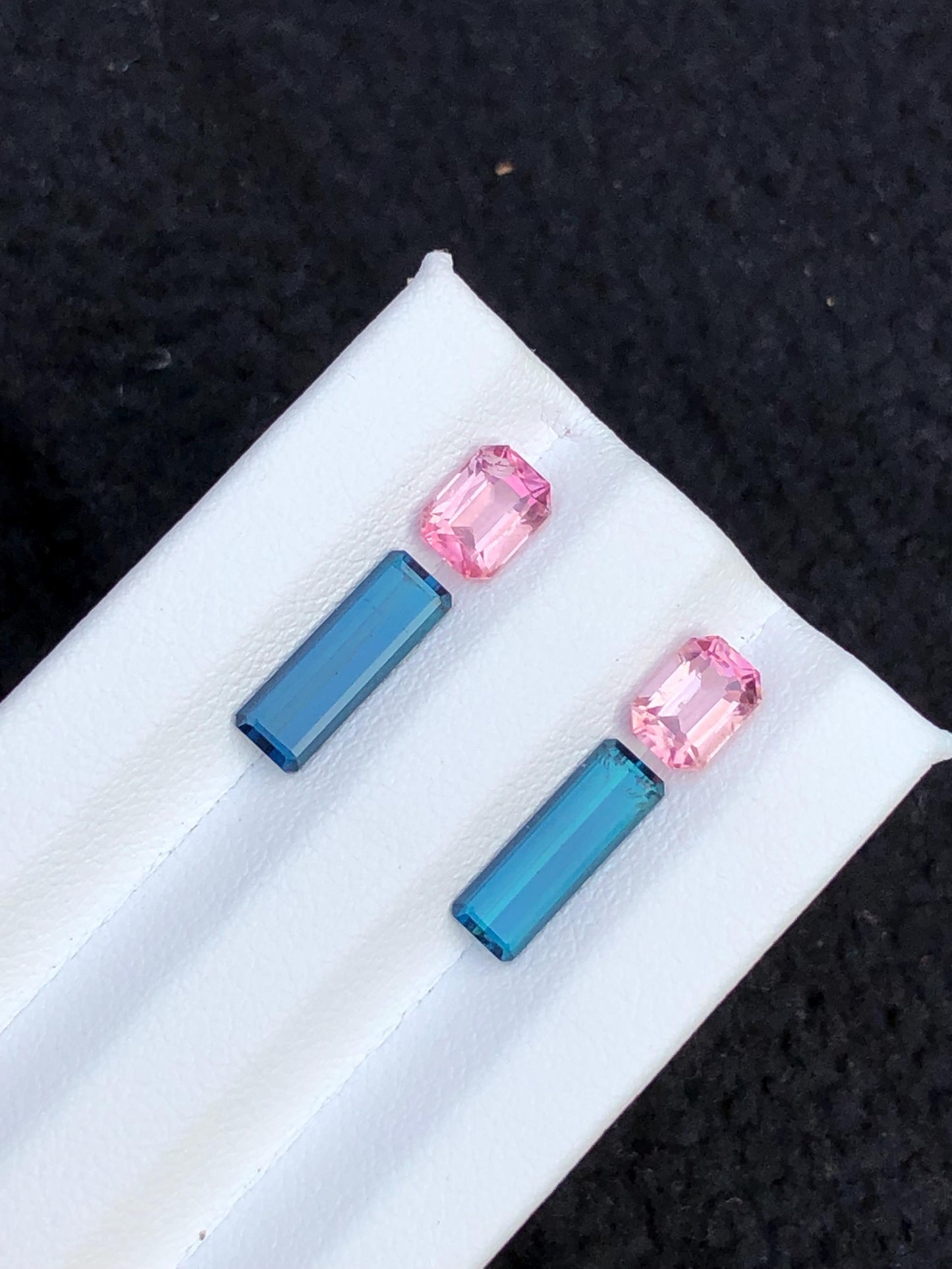 Indicolite Blue & Rhodolite Garnet Faceted Pair 4.30 ct - Gemstone Pair for Earrings