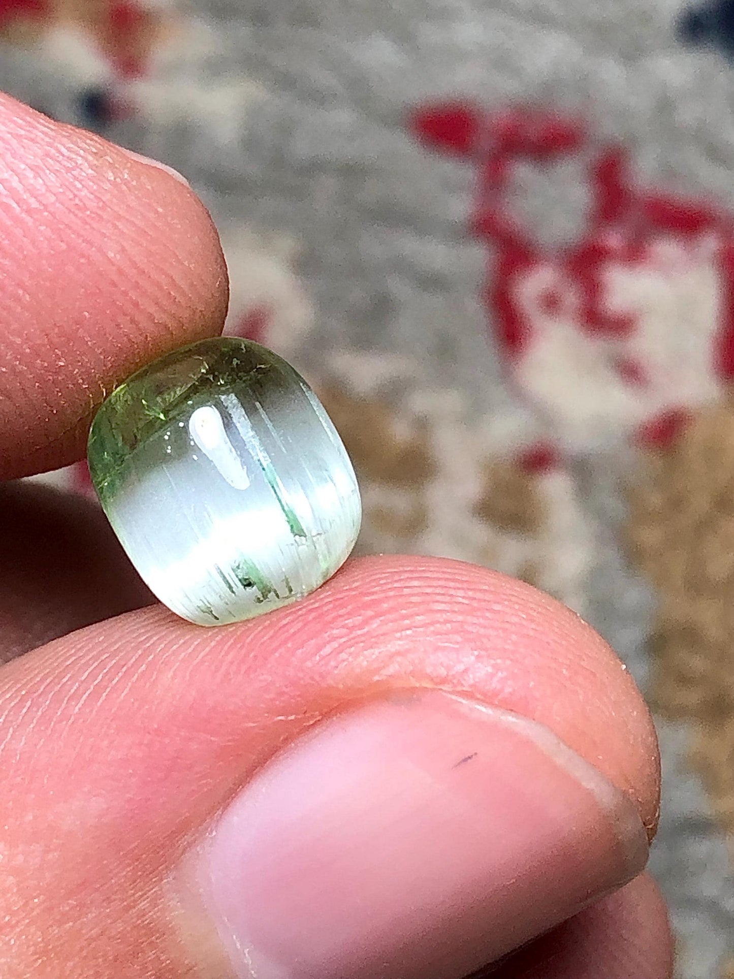 3.60 Carat Bi-Color Cat's Eye Tourmaline Cabochon: Flat Back, Afghanistan Origin