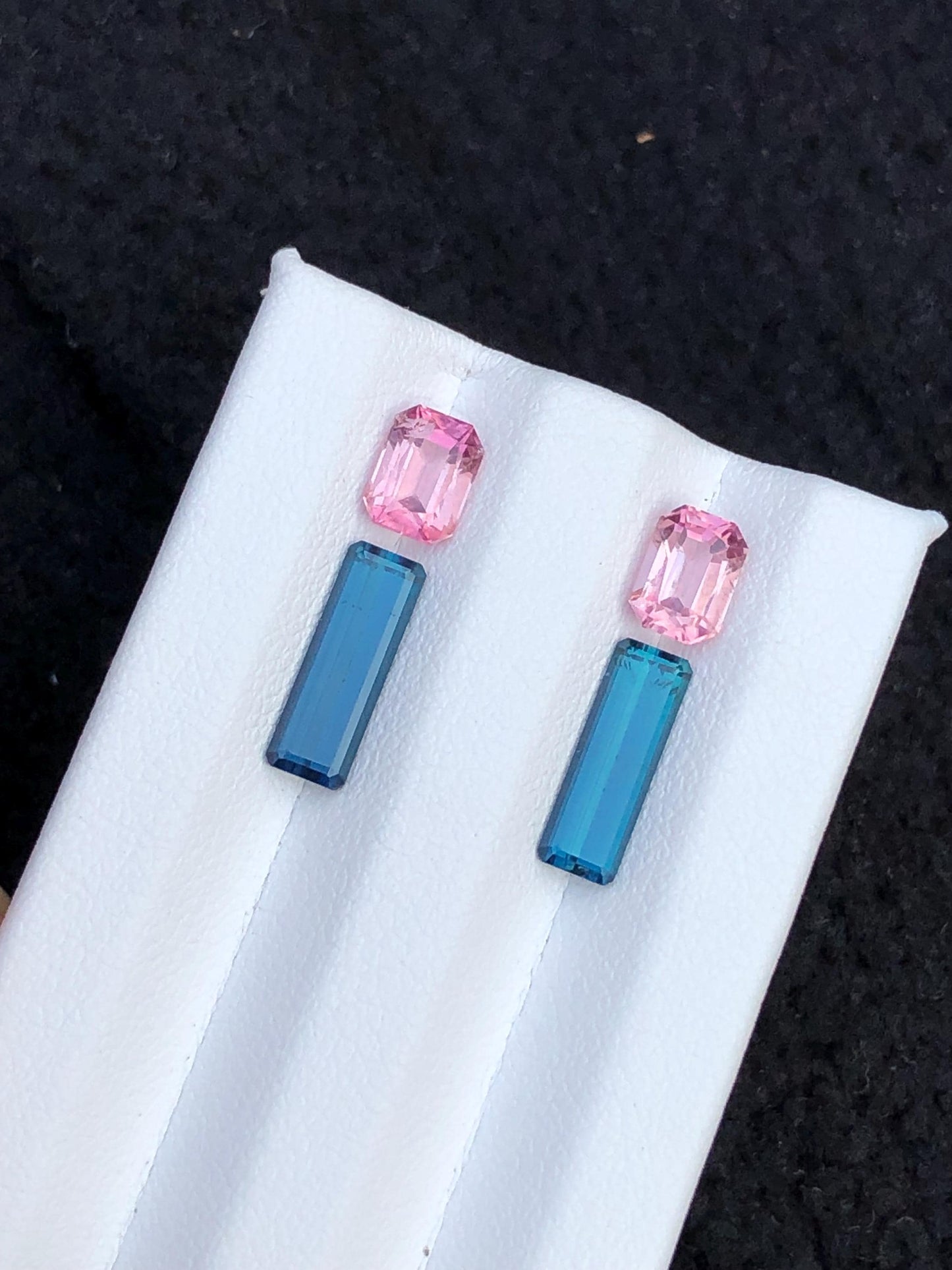 Indicolite Blue & Rhodolite Garnet Faceted Pair 4.30 ct - Gemstone Pair for Earrings