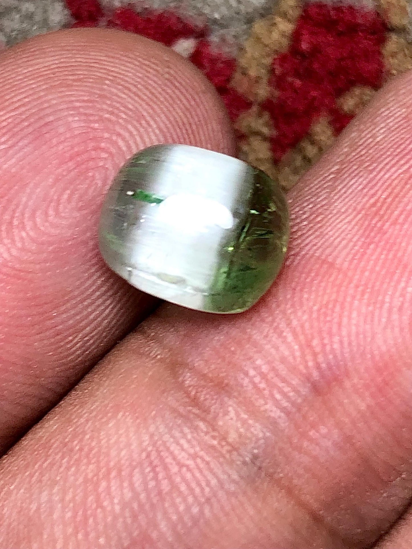 3.60 Carat Bi-Color Cat's Eye Tourmaline Cabochon: Flat Back, Afghanistan Origin