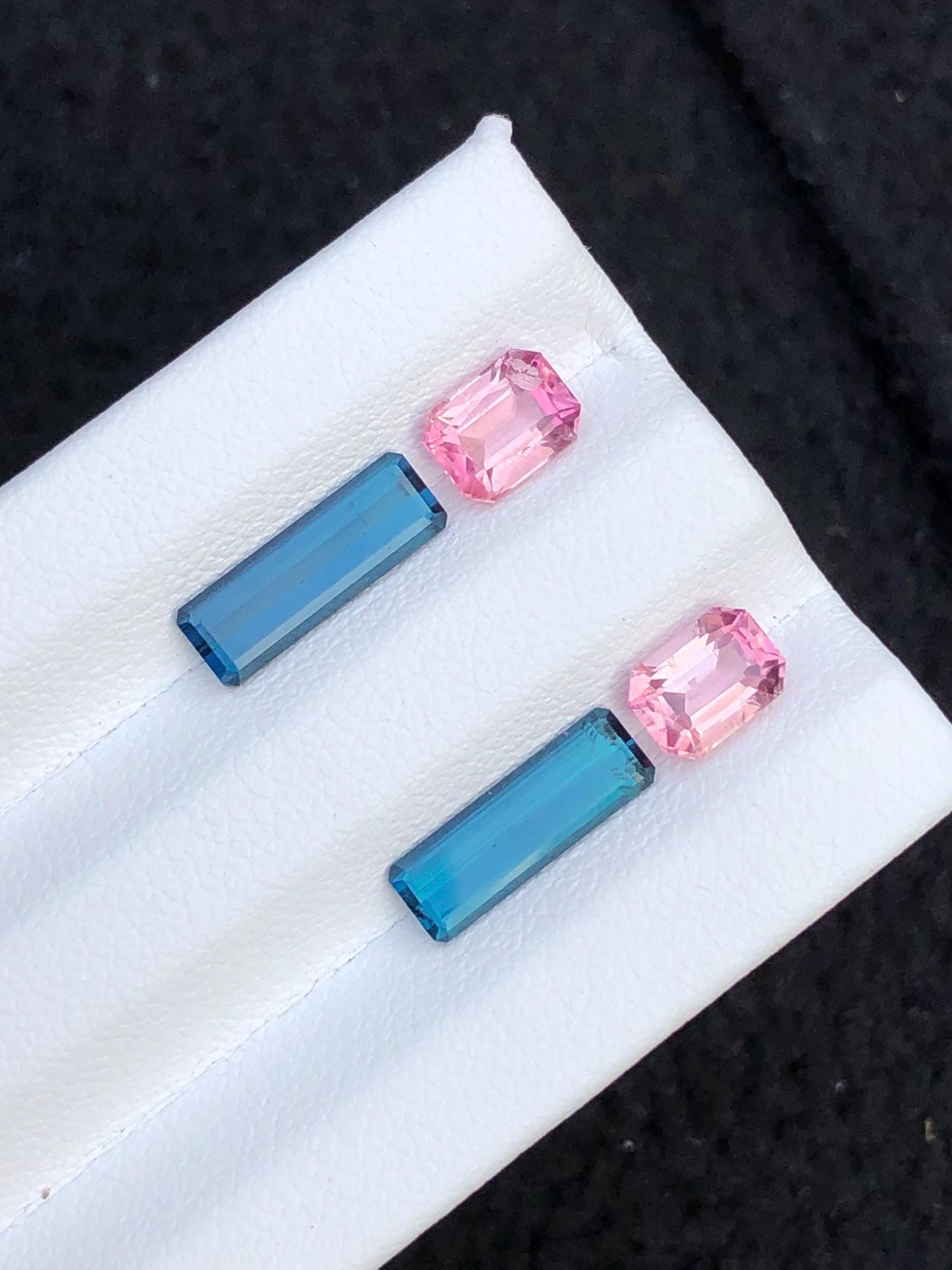 Indicolite Blue & Rhodolite Garnet Faceted Pair 4.30 ct - Gemstone Pair for Earrings