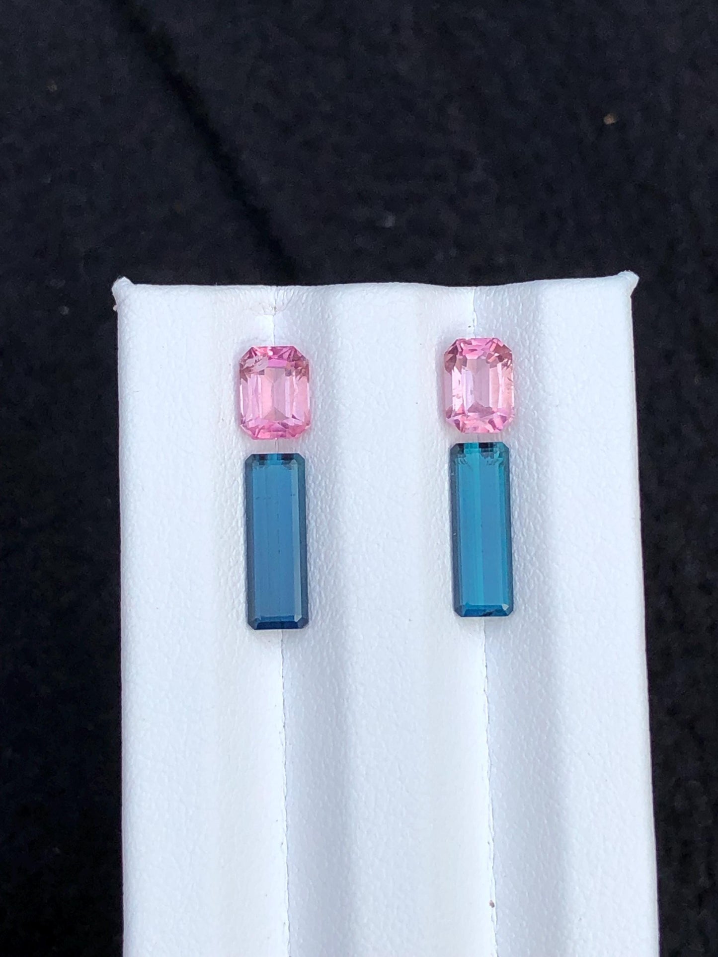 Indicolite Blue & Rhodolite Garnet Faceted Pair 4.30 ct - Gemstone Pair for Earrings