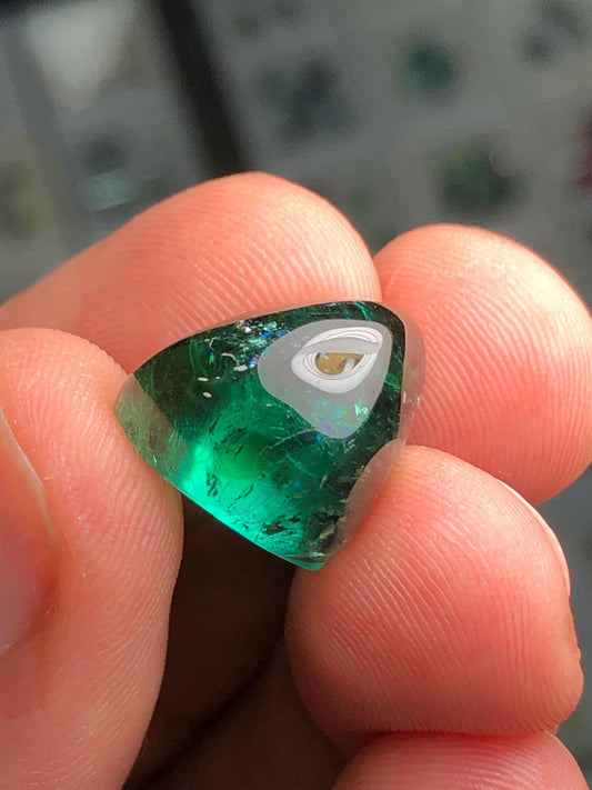 Bluish Green Tourmaline Cabochon 13.65 ct - Natural Cabochon Gemstone for Jewelry Making