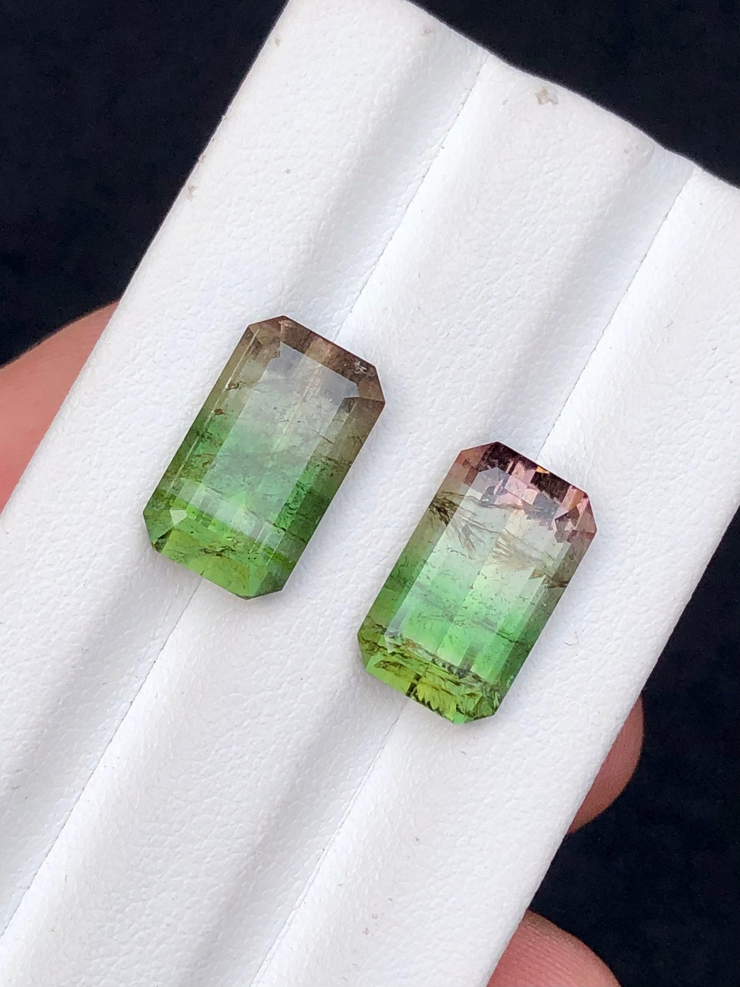 Bi Colour Tourmaline Faceted Pair 11 ct - Gemstone Pair for Earrings