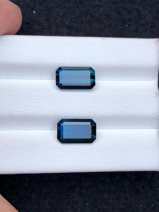 Indicolite Tourmaline Faceted Pair - Fine Jewelry Pair