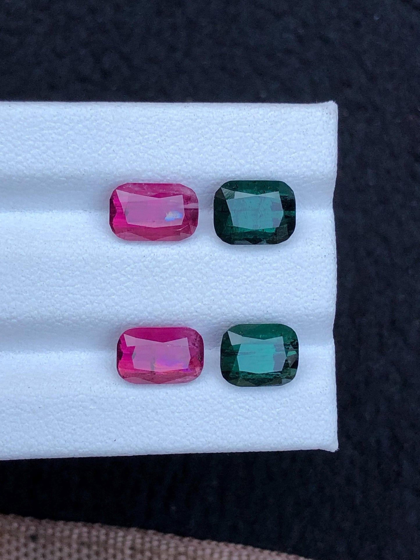 Red and Green Tourmaline Faceted Pair 6.75 ct - Earrings Stones from Afghanistan