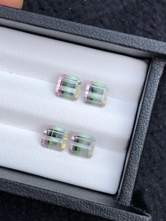 Bi colour Tourmaline Faceted Pair 4.90 ct - Earrings Gemstone Pair