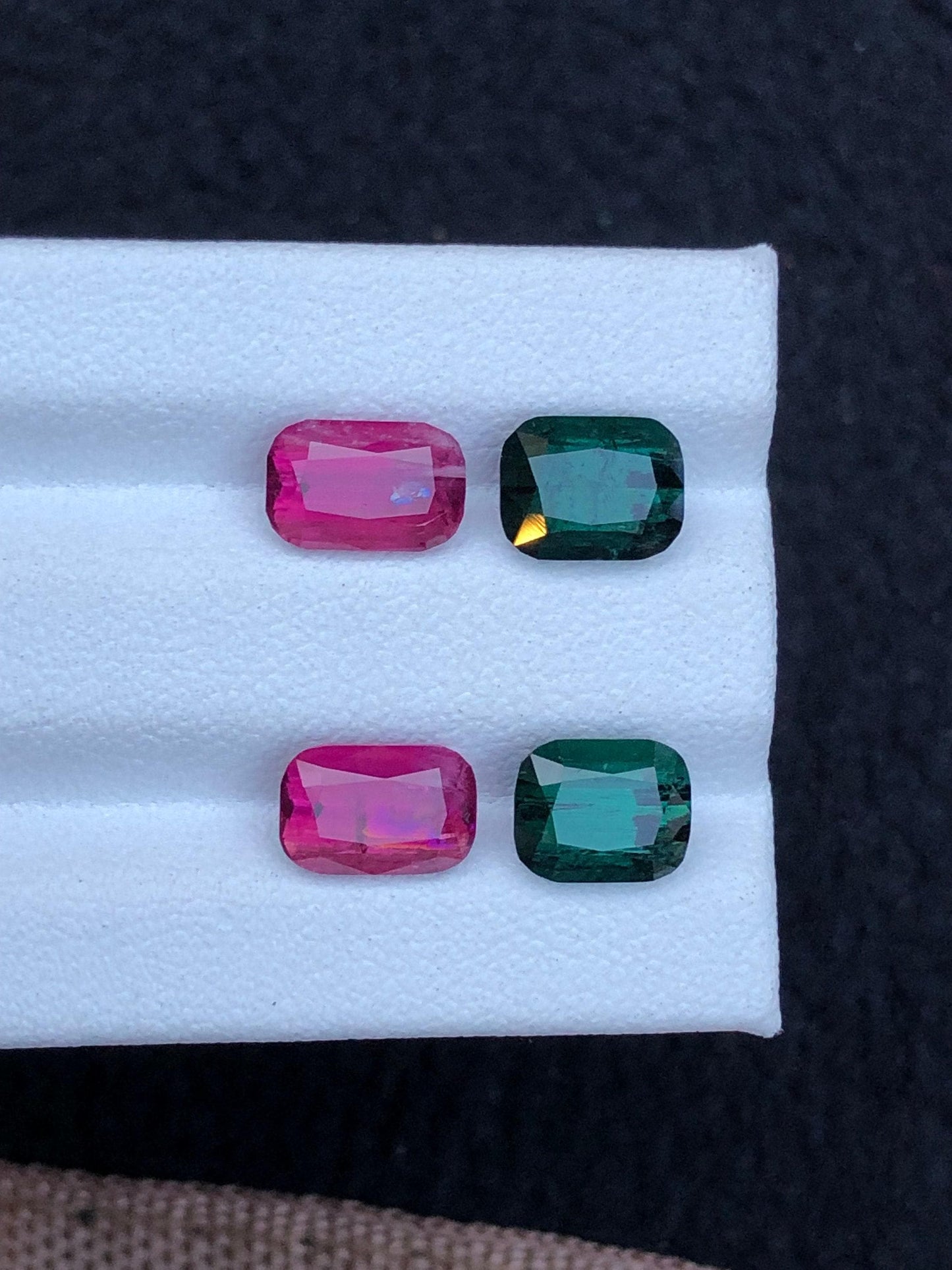 Red and Green Tourmaline Faceted Pair 6.75 ct - Earrings Stones from Afghanistan