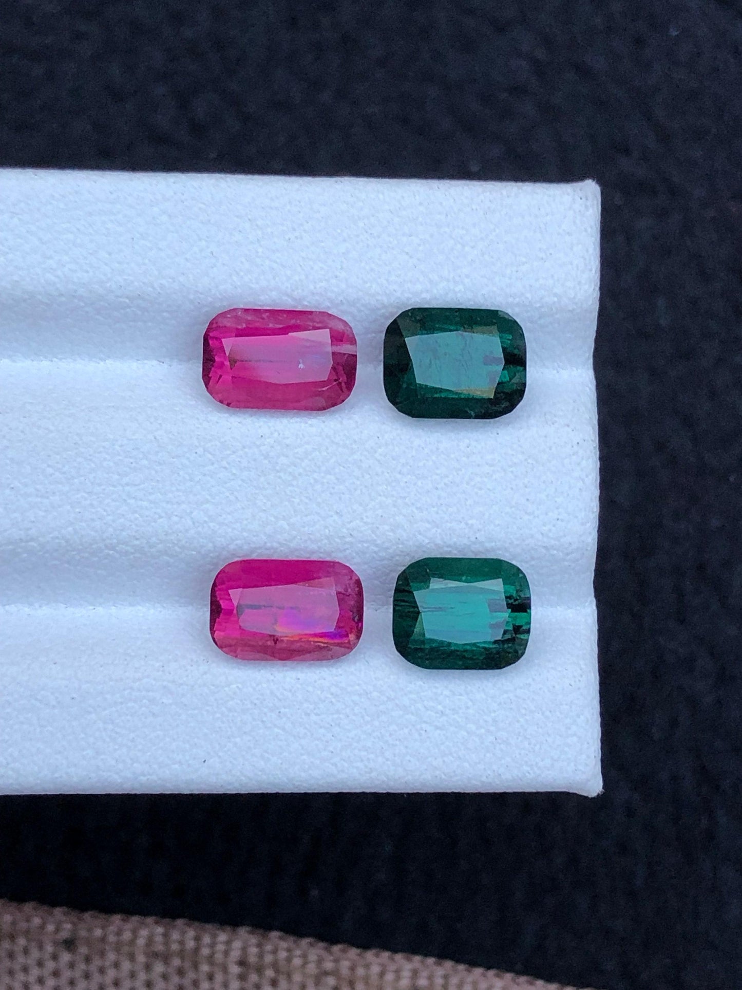 Red and Green Tourmaline Faceted Pair 6.75 ct - Earrings Stones from Afghanistan