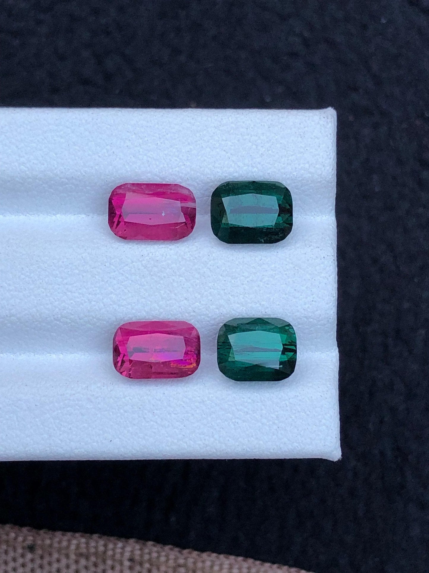 Red and Green Tourmaline Faceted Pair 6.75 ct - Earrings Stones from Afghanistan