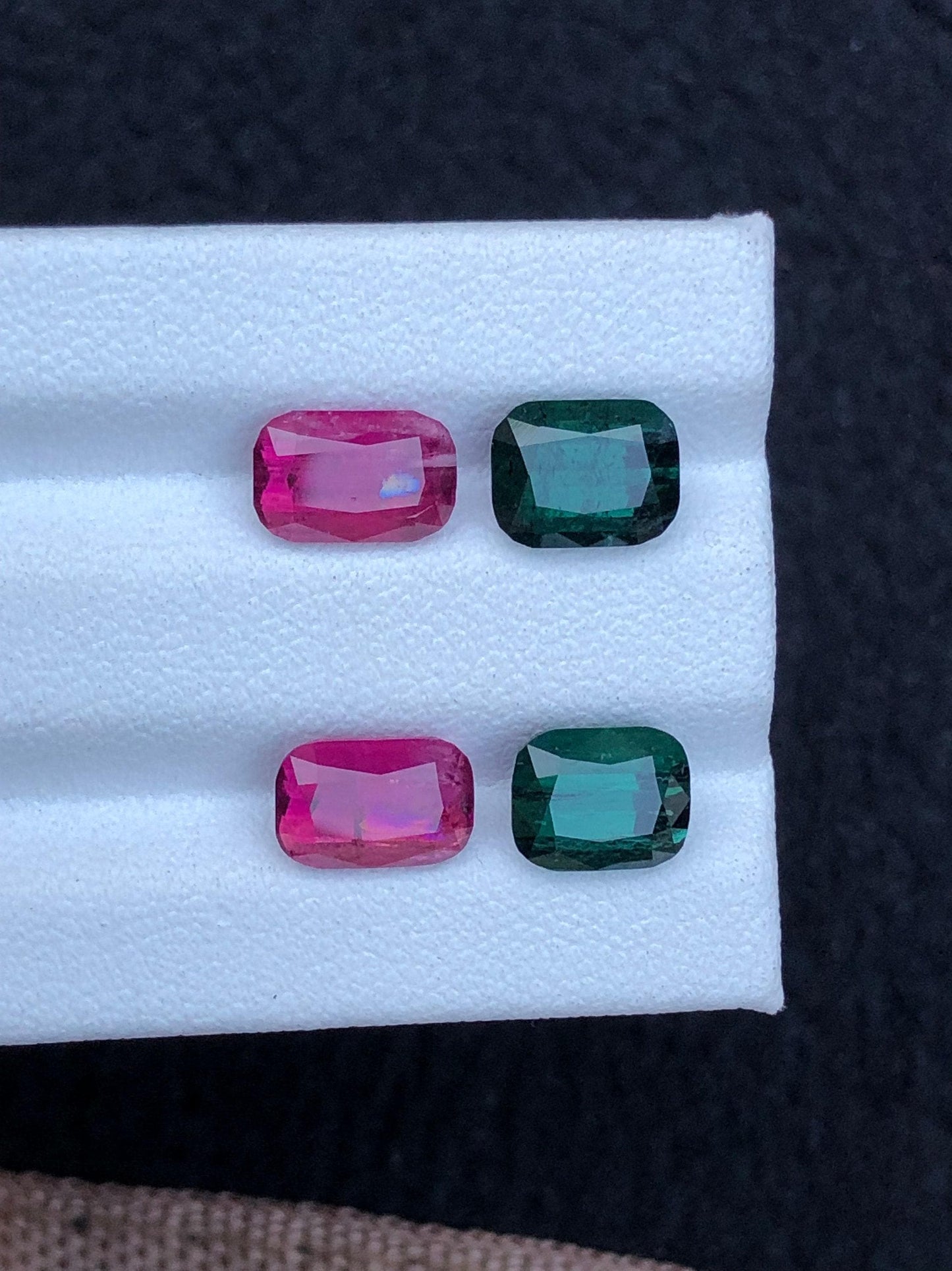 Red and Green Tourmaline Faceted Pair 6.75 ct - Earrings Stones from Afghanistan