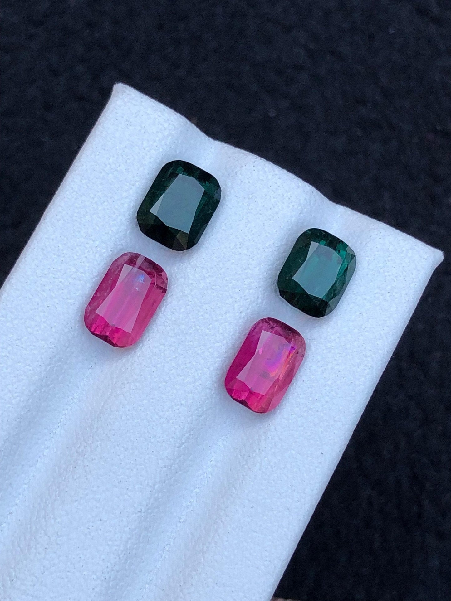 Red and Green Tourmaline Faceted Pair 6.75 ct - Earrings Stones from Afghanistan