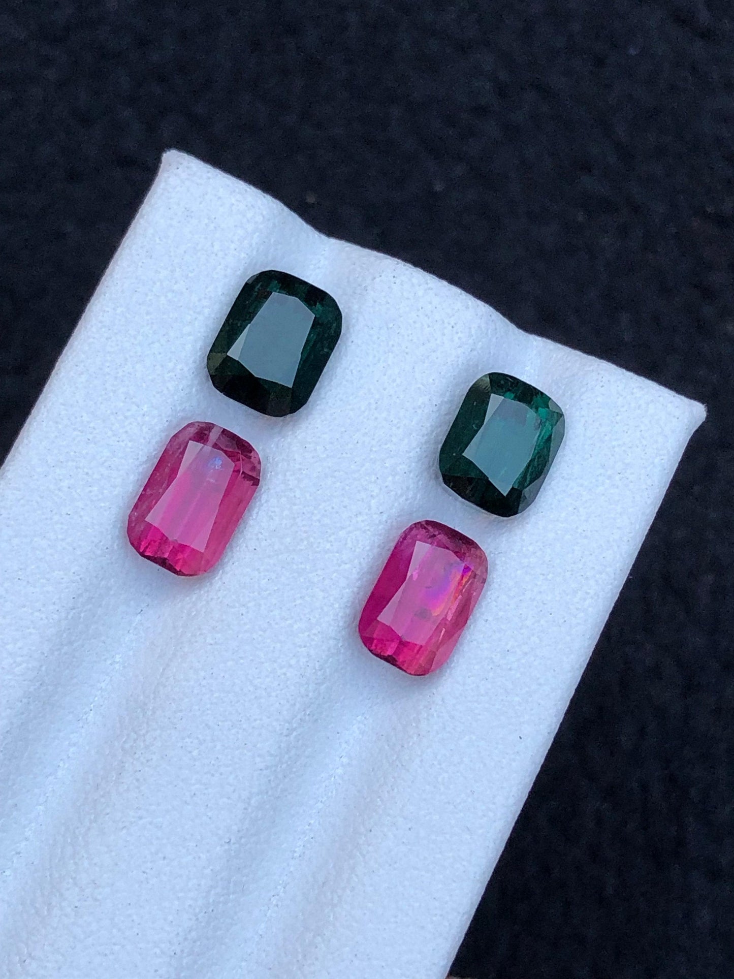 Red and Green Tourmaline Faceted Pair 6.75 ct - Earrings Stones from Afghanistan