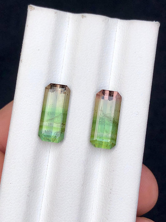Bi colour Tourmaline Faceted Pair 7.80 ct - Matching Gemstone Pair