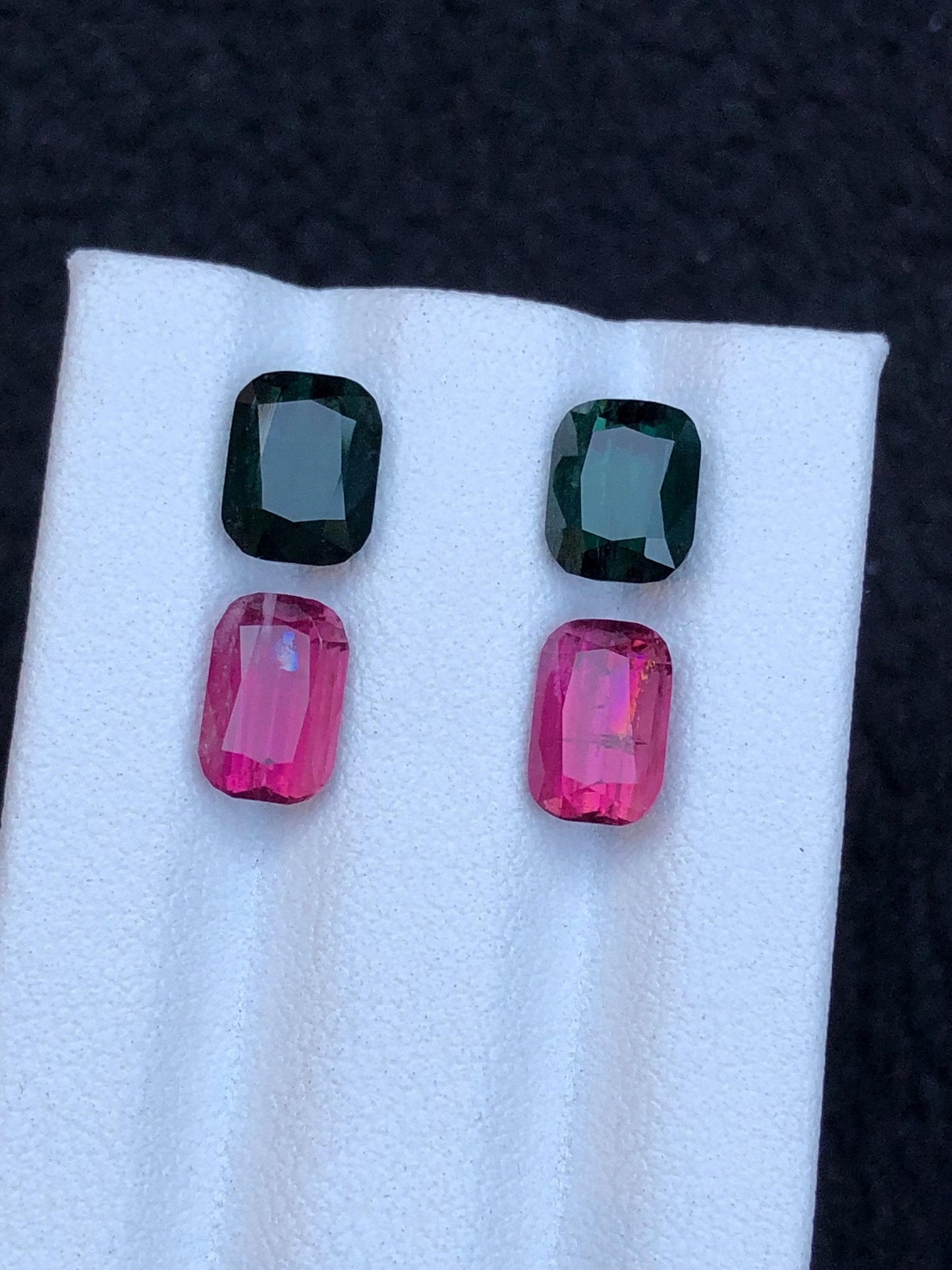 Red and Green Tourmaline Faceted Pair 6.75 ct - Earrings Stones from Afghanistan