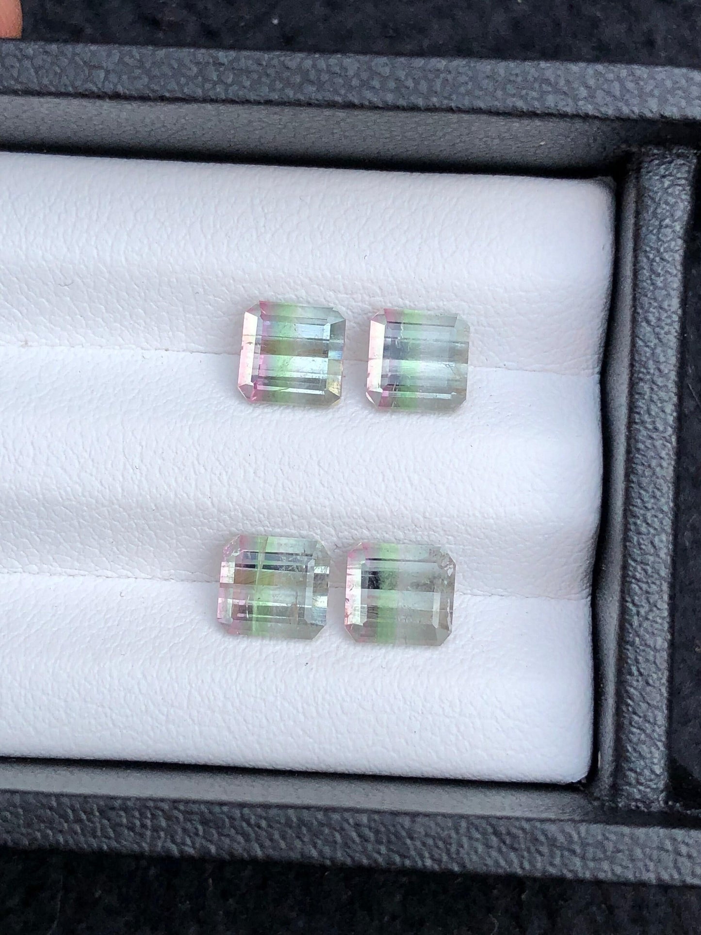 Bi colour Tourmaline Faceted Pair 4.90 ct - Earrings Gemstone Pair