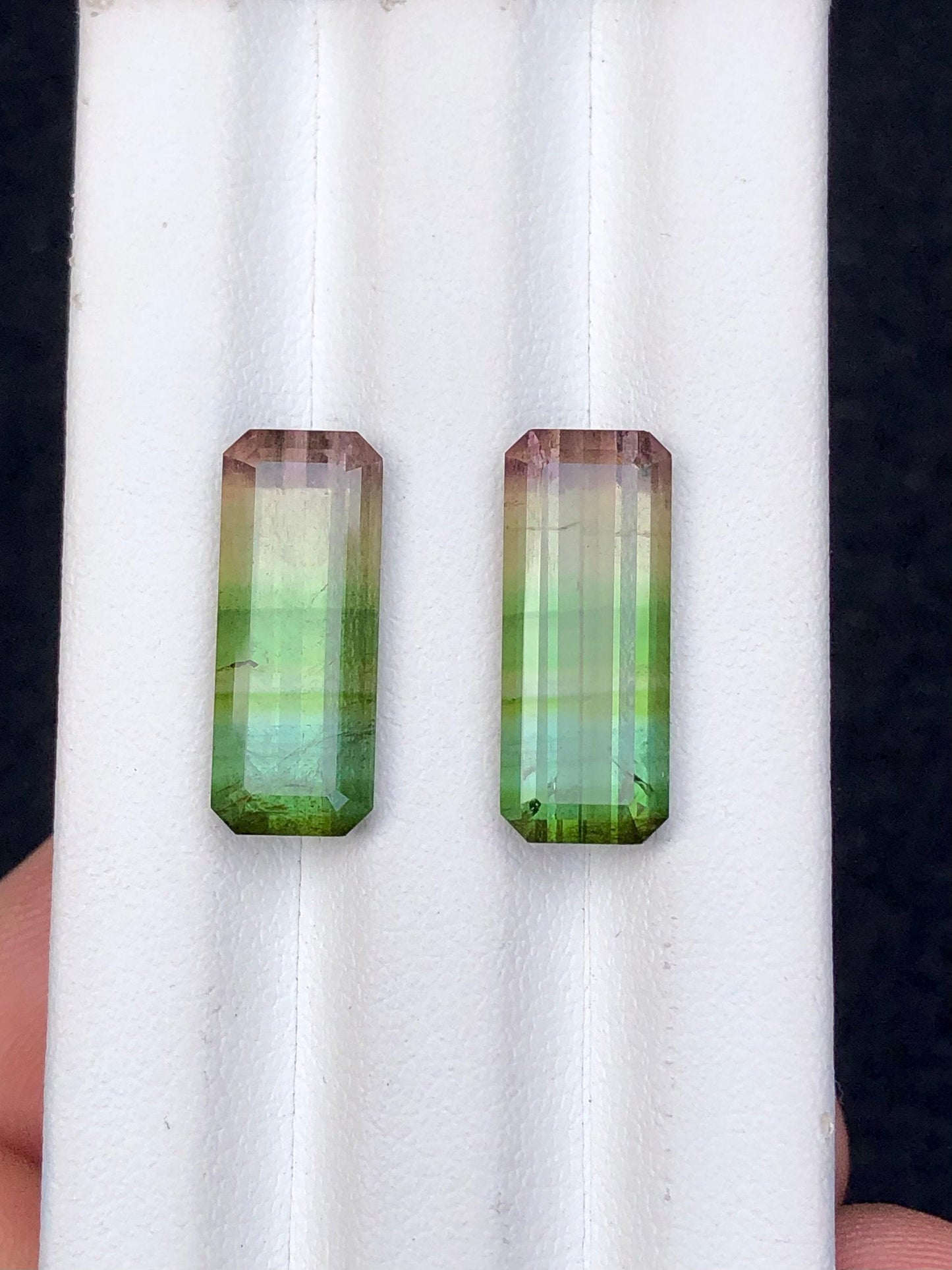 Tri colour Tourmaline Faceted Pair 12.90 ct - Earrings Jewelry Stones