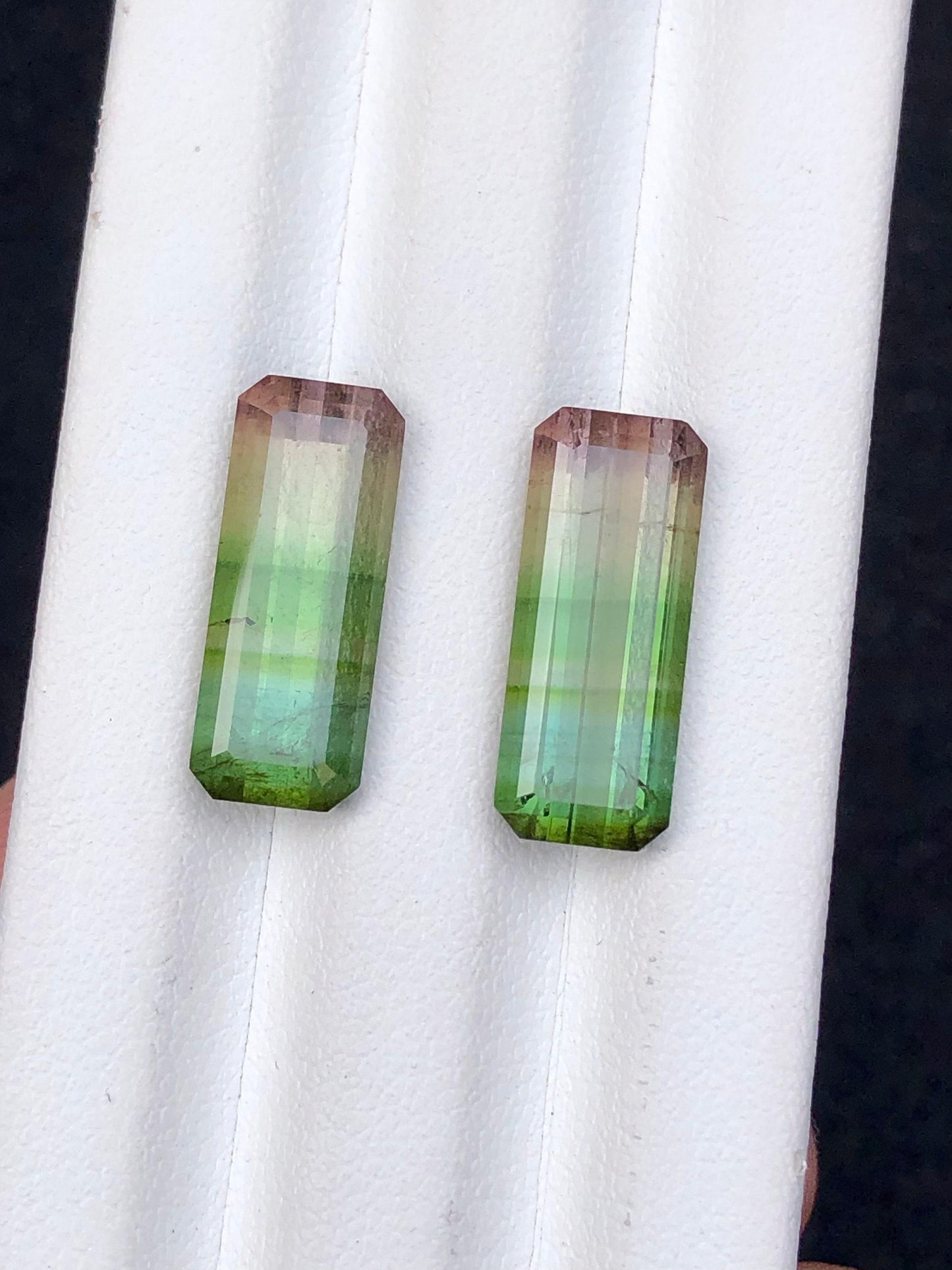 Tri colour Tourmaline Faceted Pair 12.90 ct - Earrings Jewelry Stones