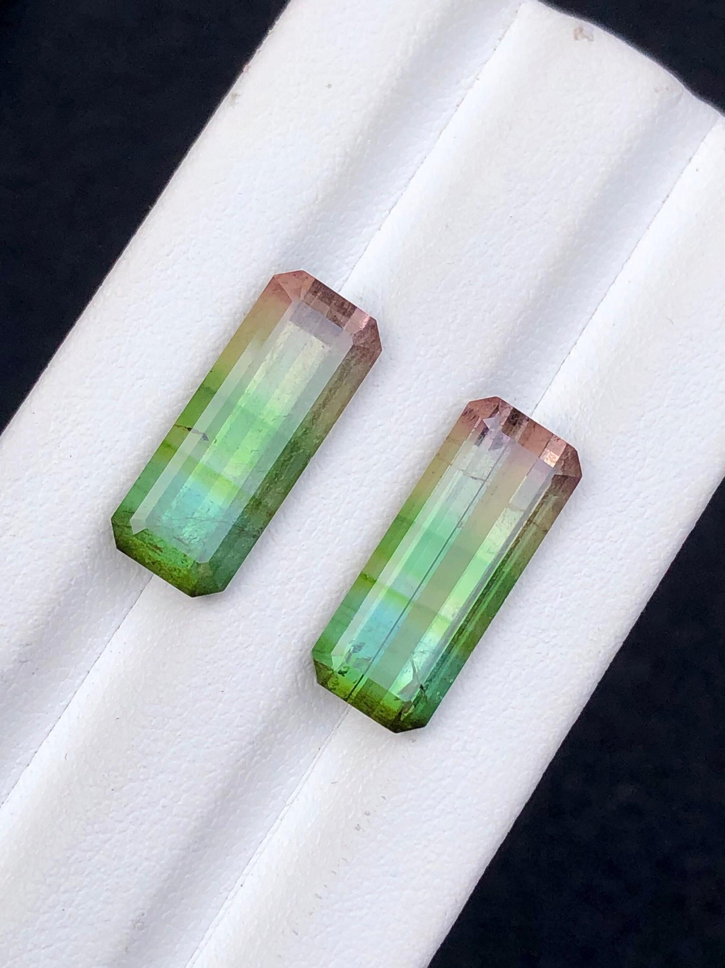 Tri colour Tourmaline Faceted Pair 12.90 ct - Earrings Jewelry Stones