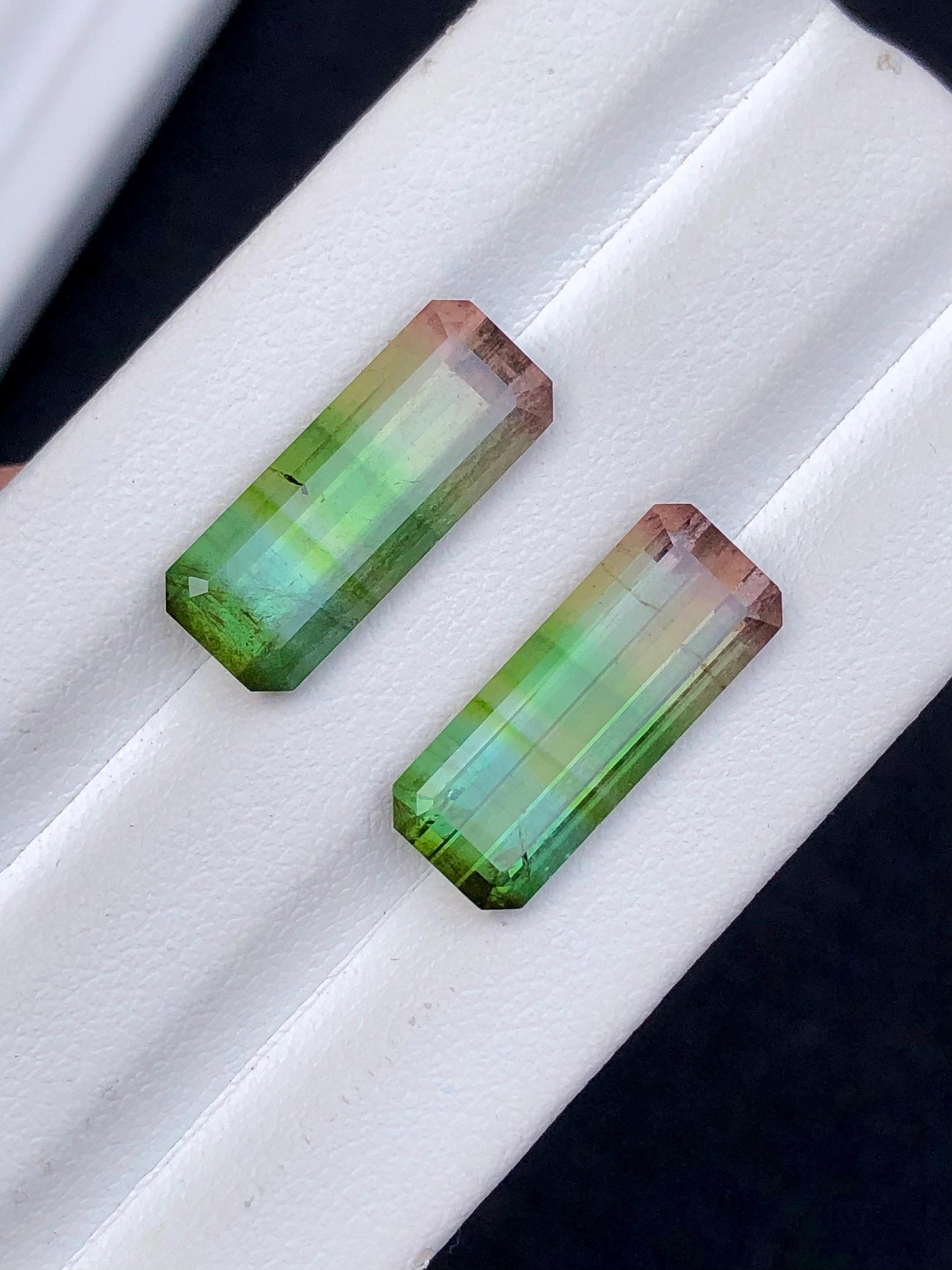Tri colour Tourmaline Faceted Pair 12.90 ct - Earrings Jewelry Stones