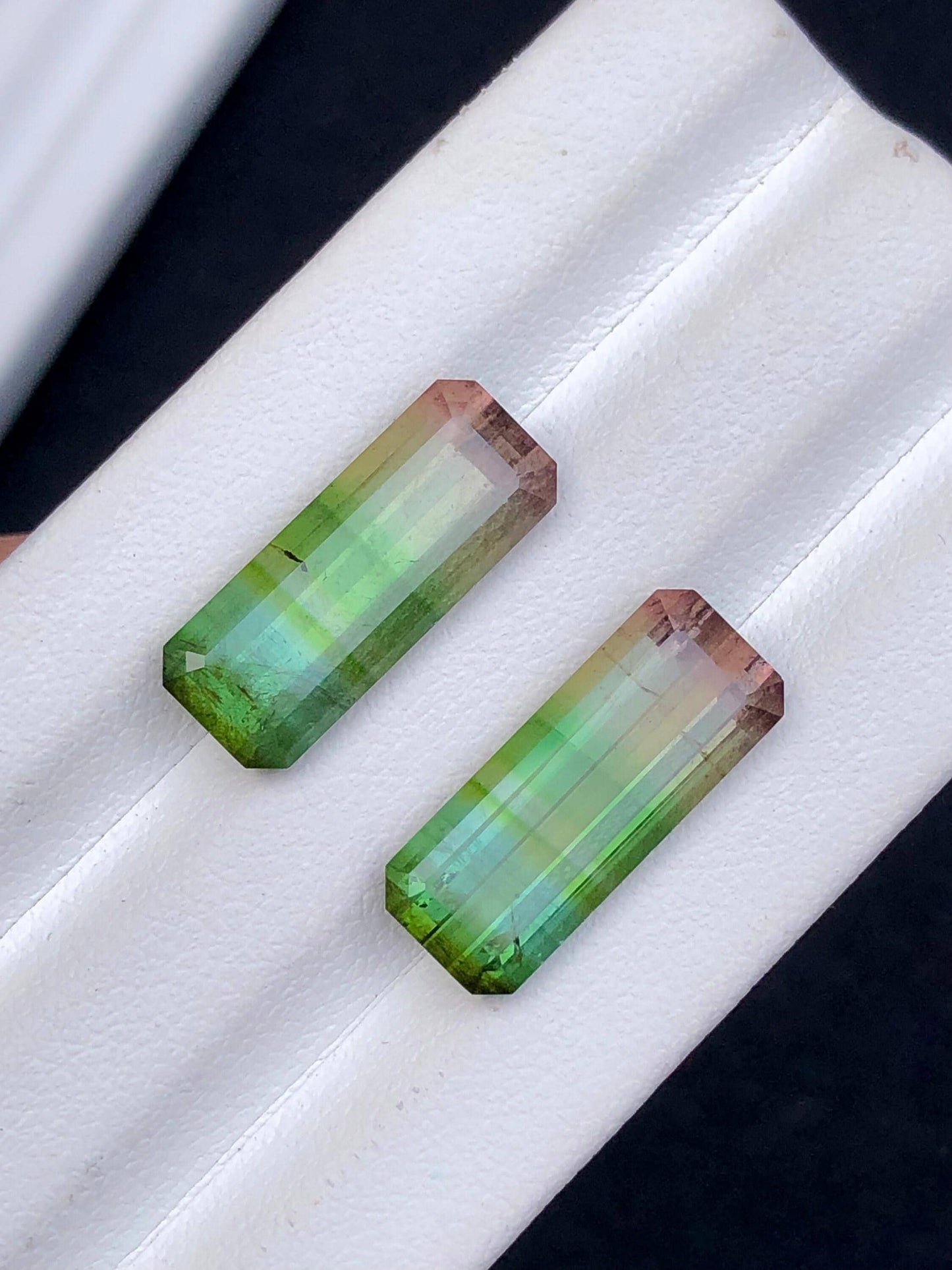 Tri colour Tourmaline Faceted Pair 12.90 ct - Earrings Jewelry Stones