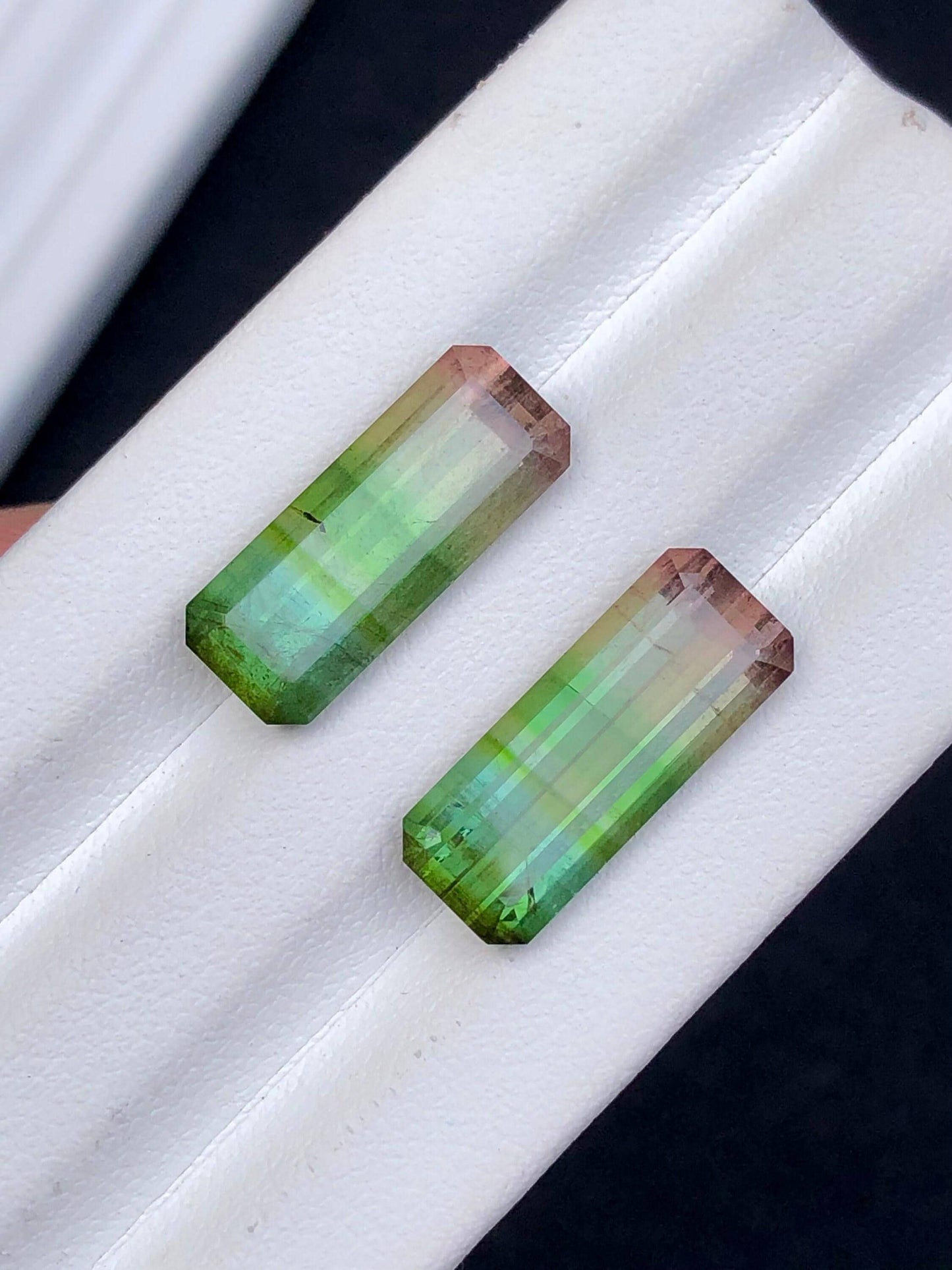 Tri colour Tourmaline Faceted Pair 12.90 ct - Earrings Jewelry Stones