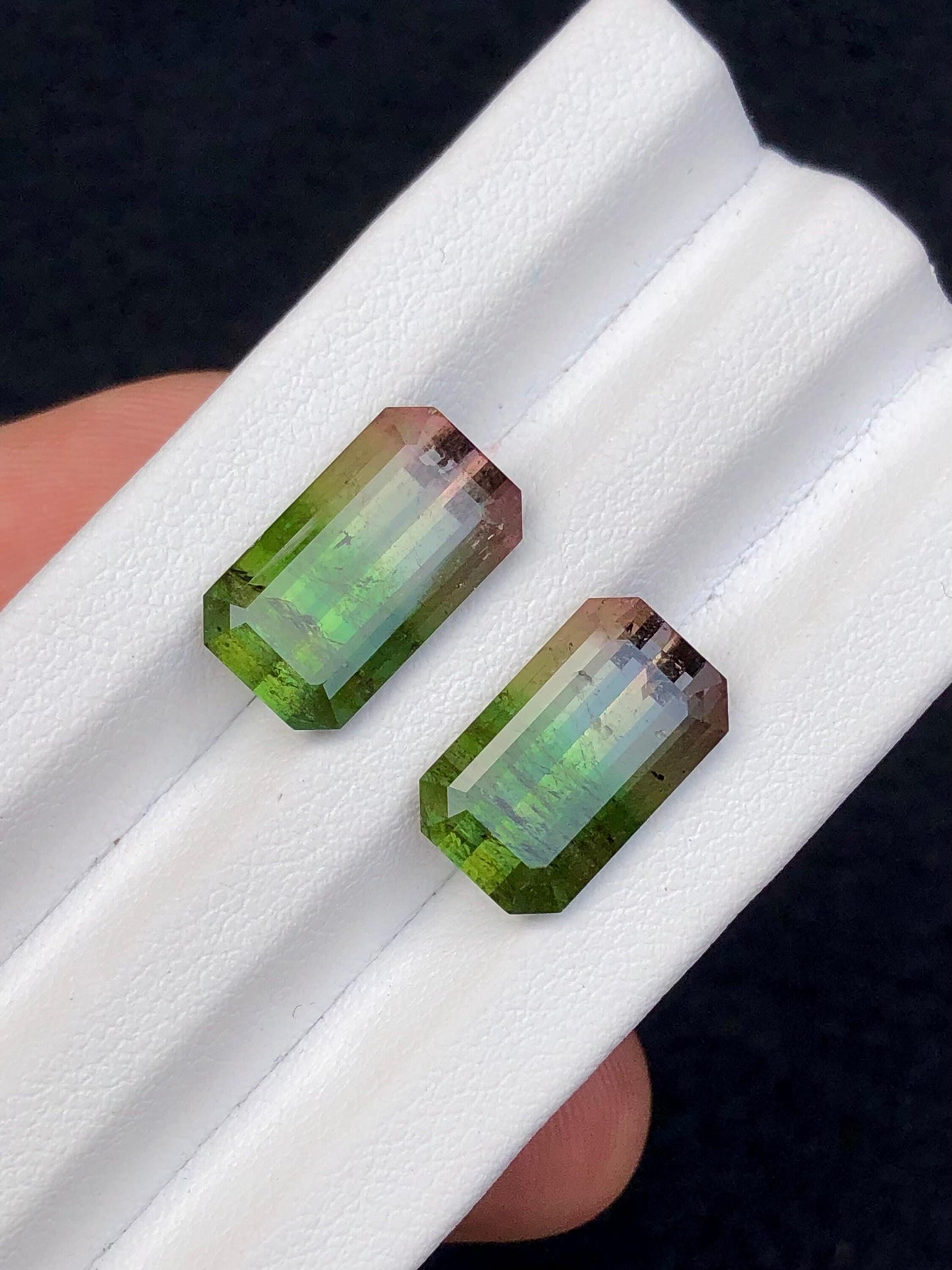 Bi colour Tourmaline Faceted Pair 14.60 ct - Matching Earrings Stones
