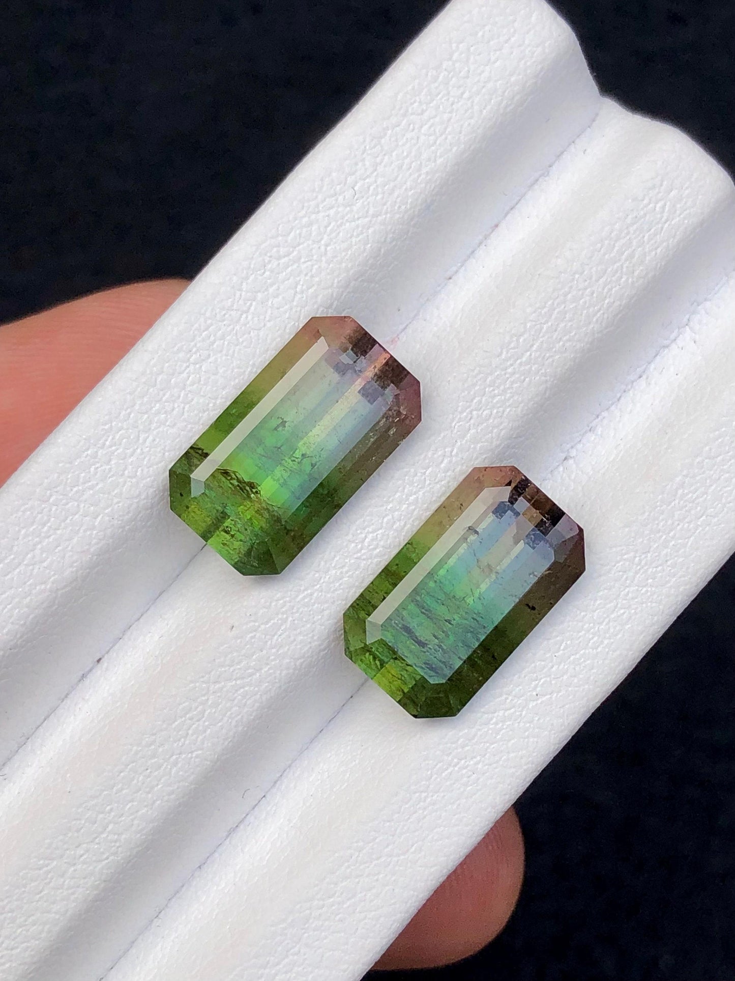 Bi colour Tourmaline Faceted Pair 14.60 ct - Matching Earrings Stones