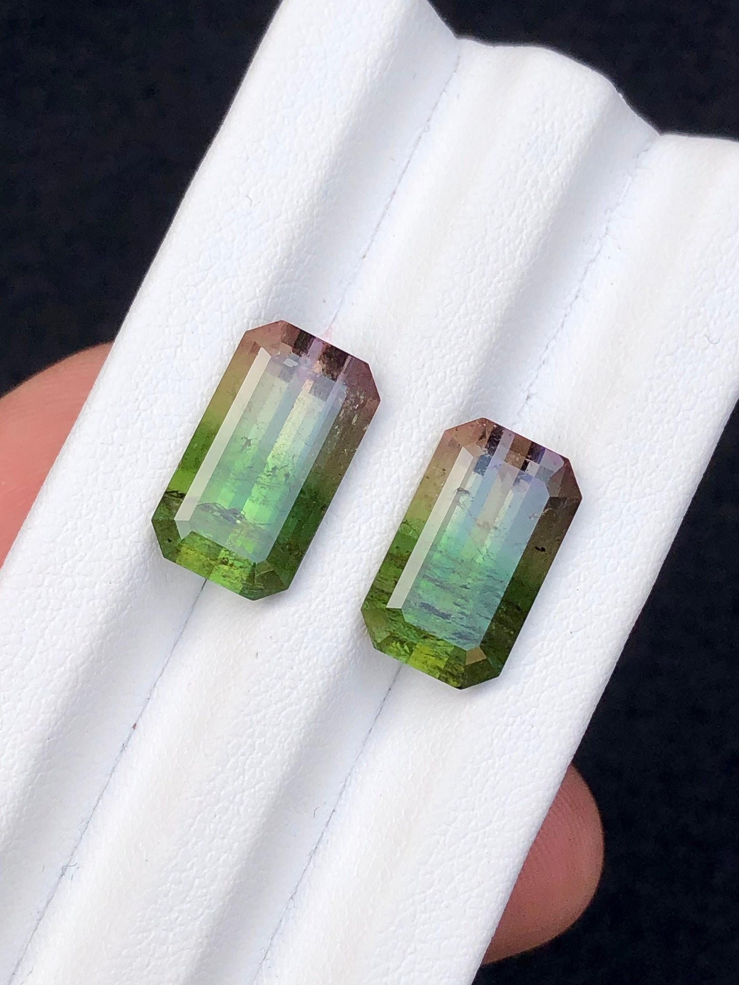 Bi colour Tourmaline Faceted Pair 14.60 ct - Matching Earrings Stones