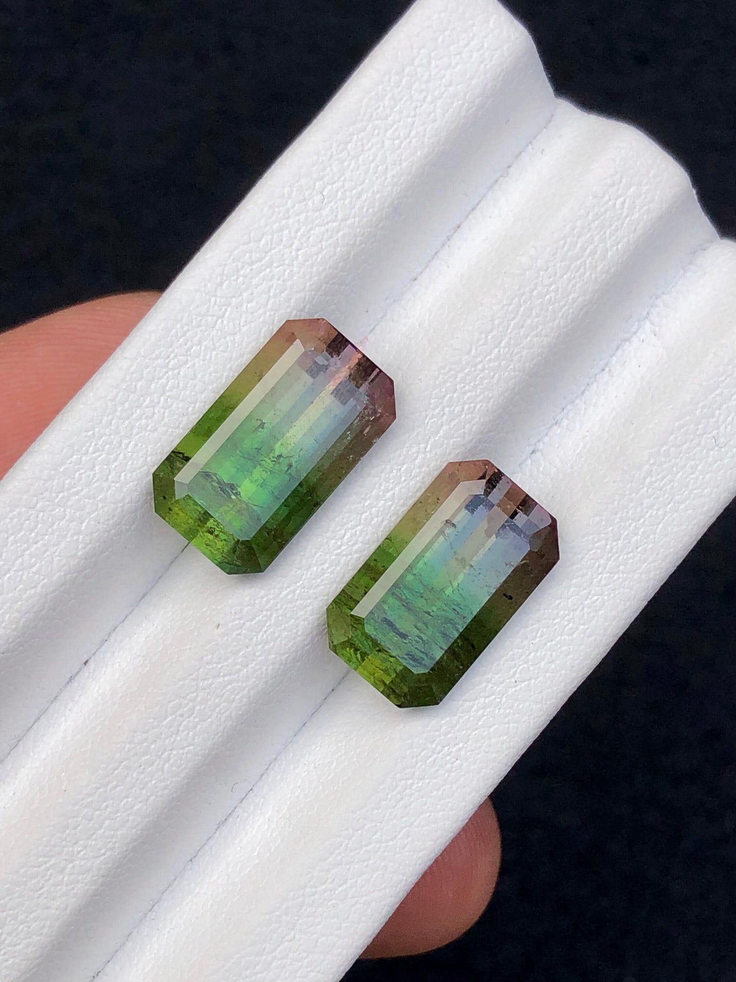 Bi colour Tourmaline Faceted Pair 14.60 ct - Matching Earrings Stones