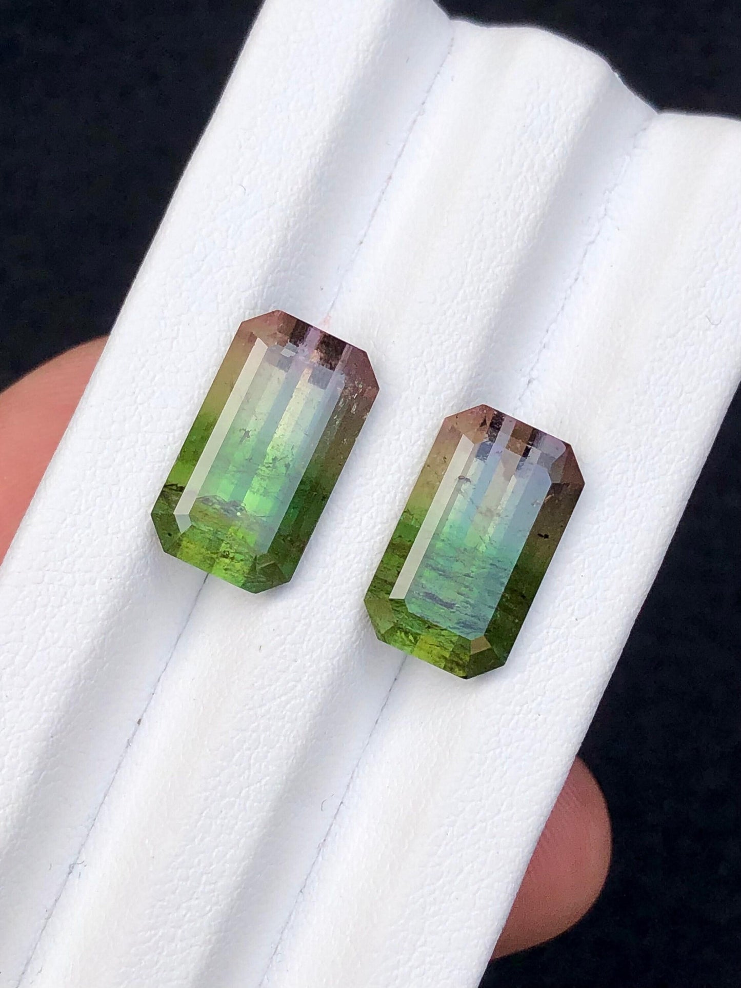 Bi colour Tourmaline Faceted Pair 14.60 ct - Matching Earrings Stones