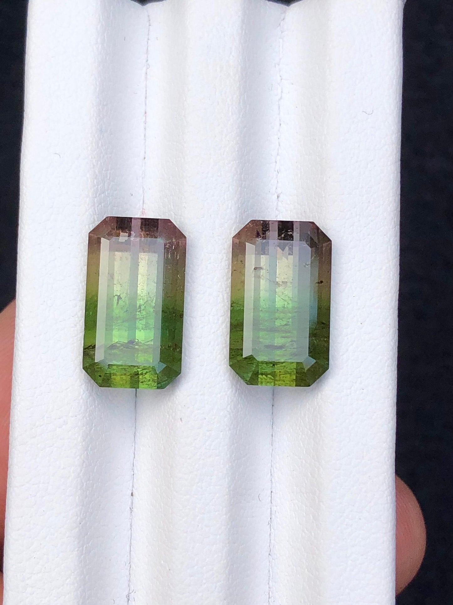 Bi colour Tourmaline Faceted Pair 14.60 ct - Matching Earrings Stones