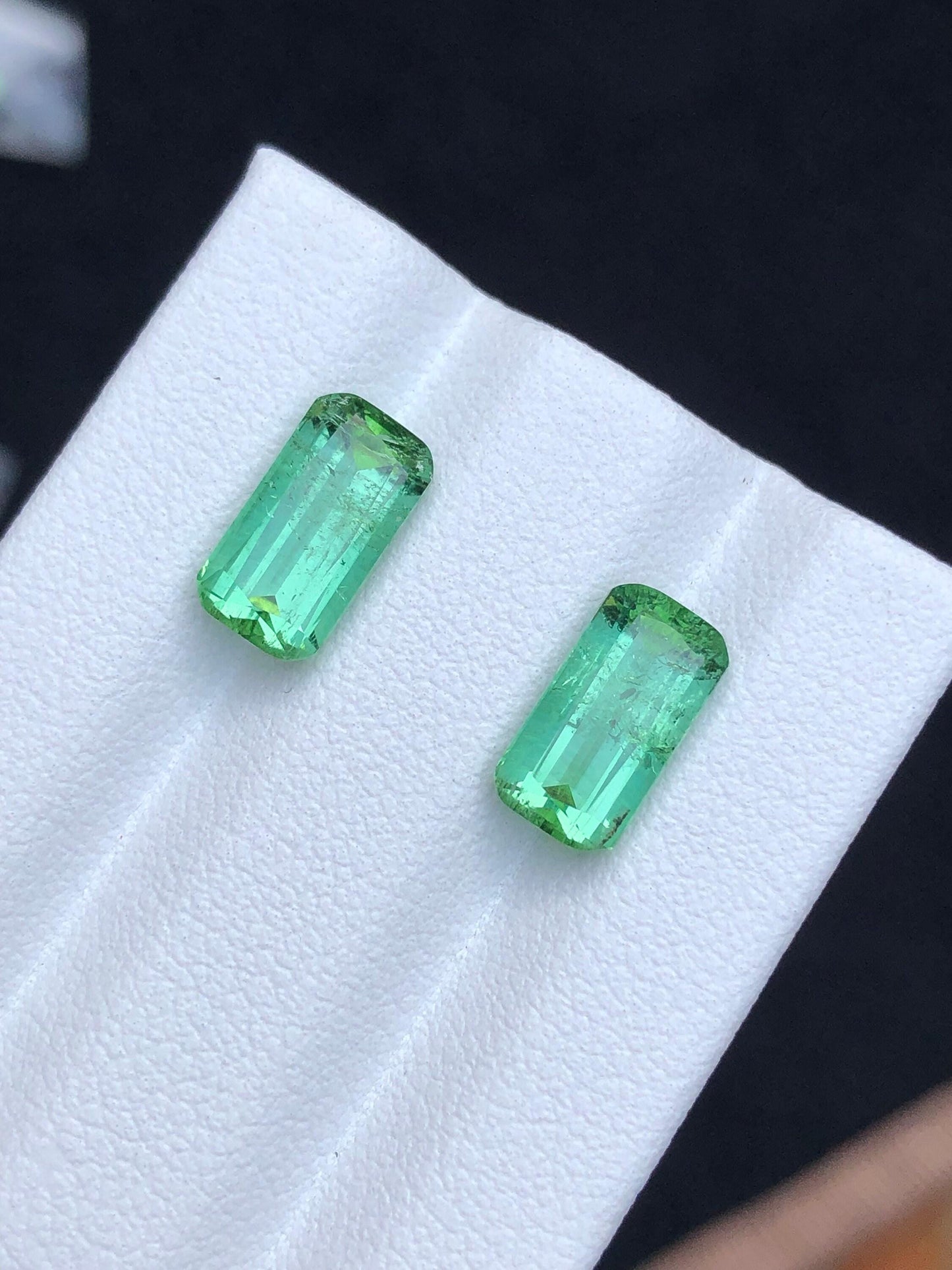 Green Tourmaline Faceted Pair 4.30 ct - Earrings Pair Stones