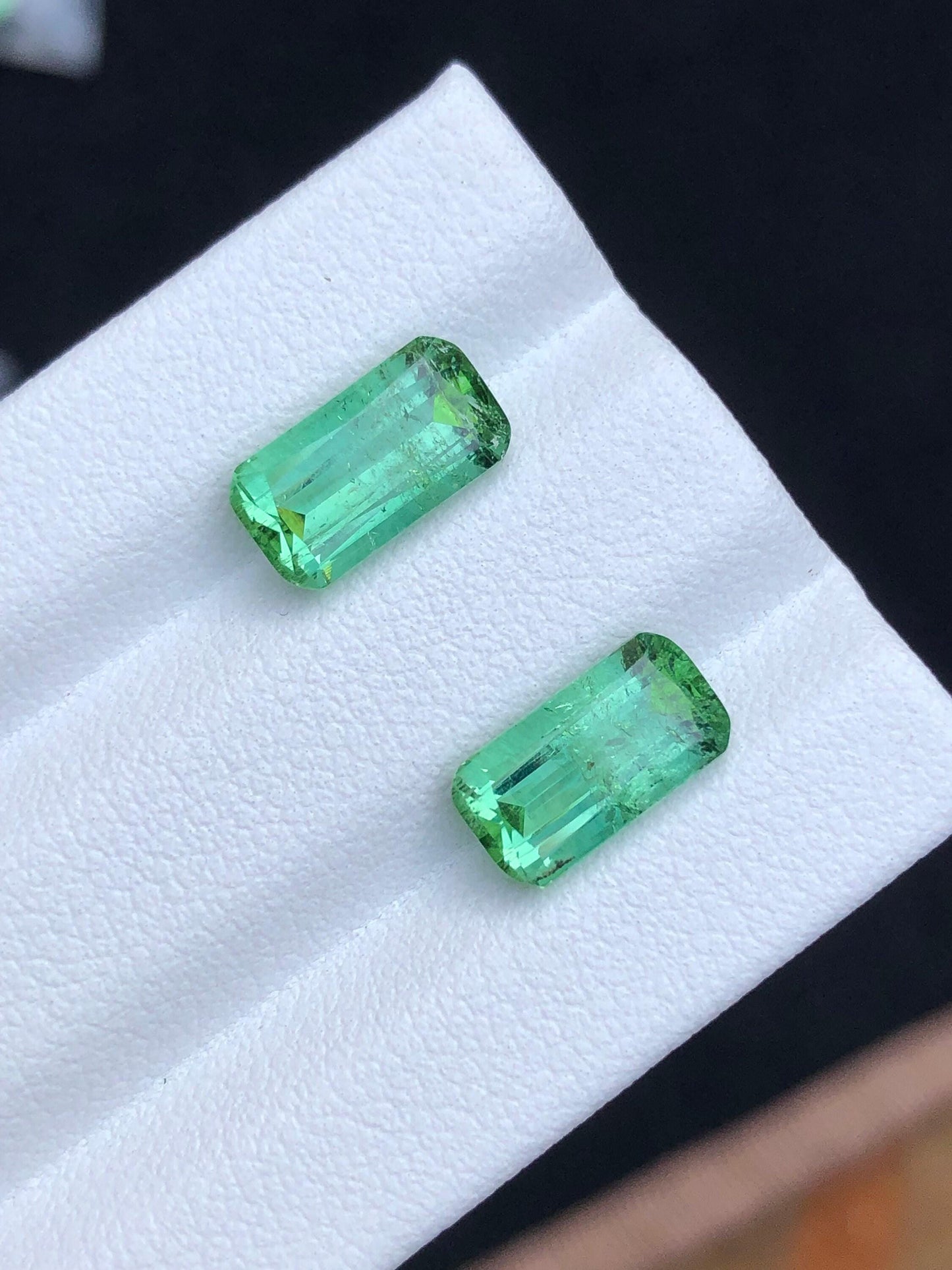 Green Tourmaline Faceted Pair 4.30 ct - Earrings Pair Stones