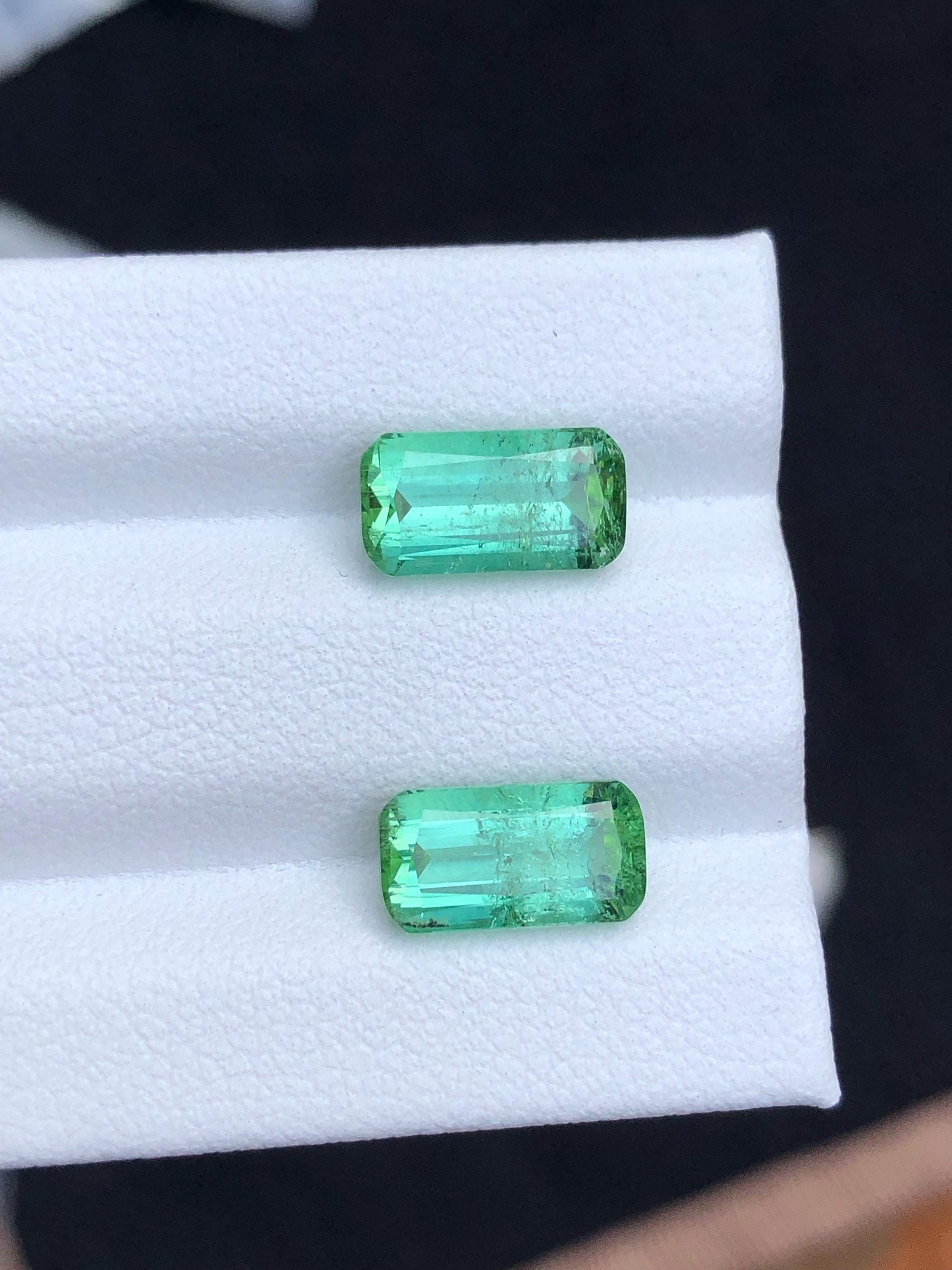 Green Tourmaline Faceted Pair 4.30 ct - Earrings Pair Stones
