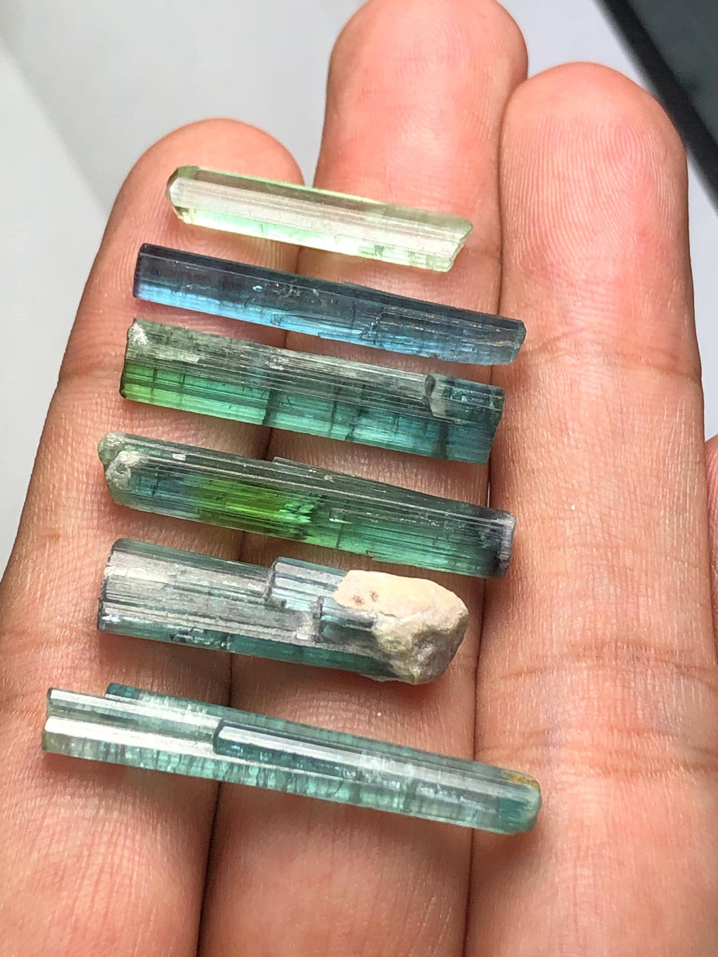 Blue Green Tourmaline Crystals 43 ct - Collector Mineral Specimen